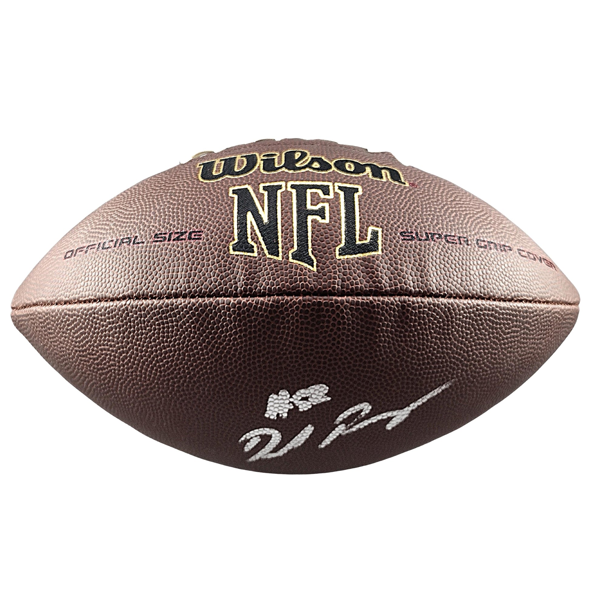 Footballs- Autographed- Denzel Perryman Signed NFL Wilson Super Grip Football Las Vegas Raiders Beckett BAS Authentication 103
