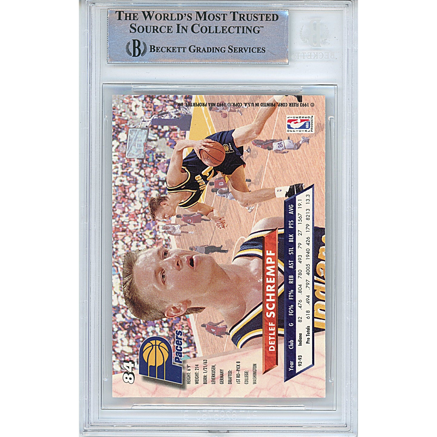 Basketballs- Autographed- Detlef Schrempf Signed Indiana Pacers 1993-1994 Fleer Ultra Basketball Card Beckett Slabbed 00014390744 - 103