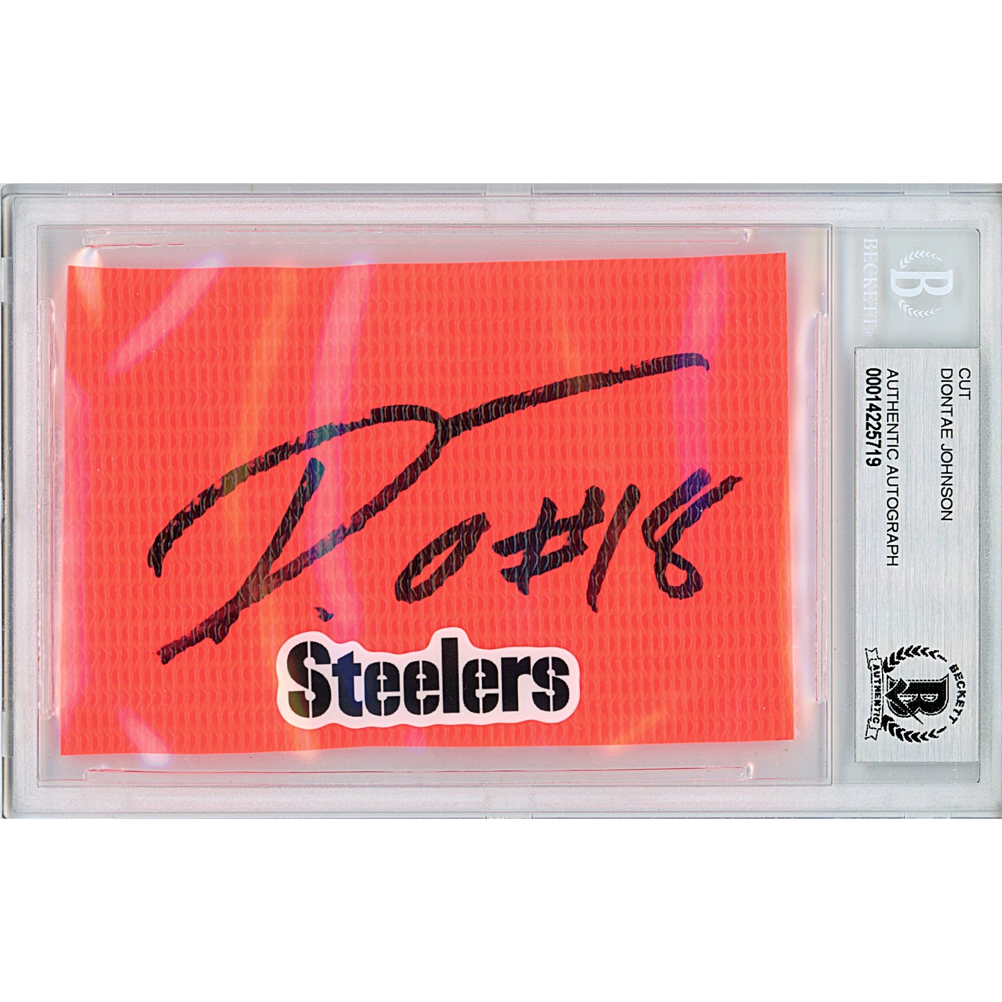 Footballs- Autographed- Diontae Johnson Signed Pittsburgh Steelers Football End Zone Pylon Piece Beckett BAS Slabbed 00014225719 - 101