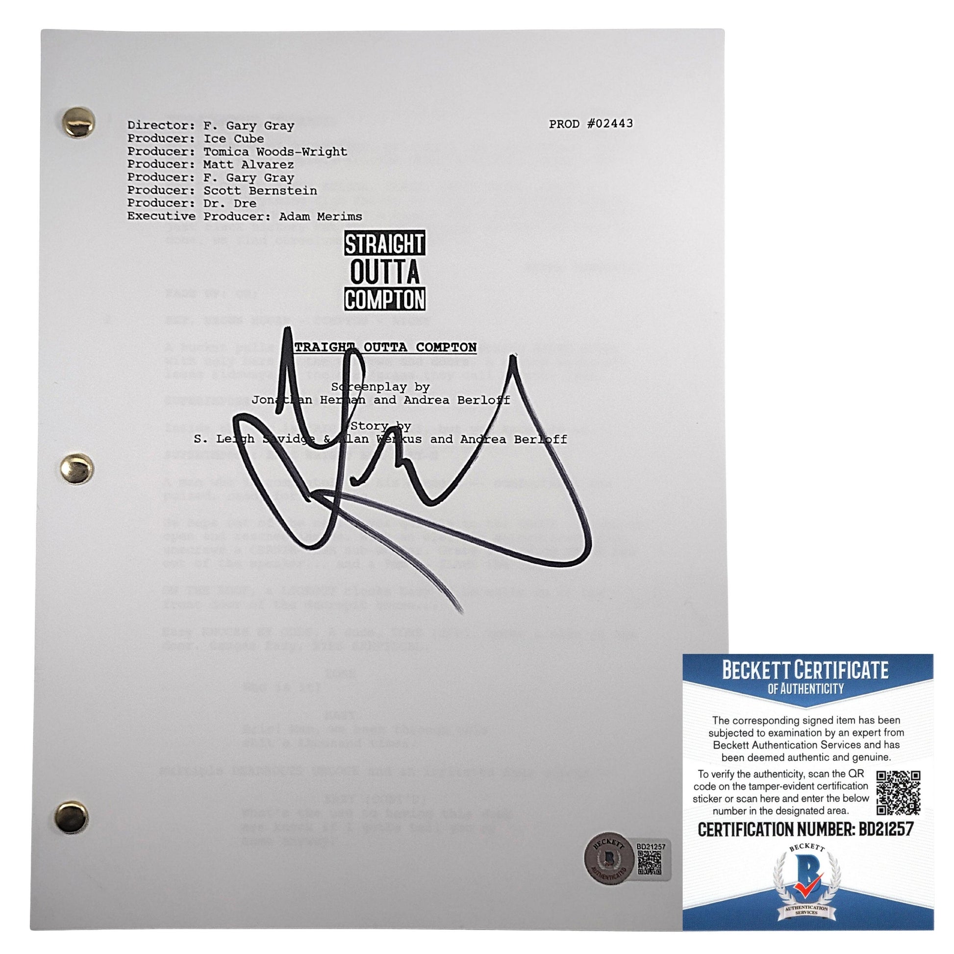 Music- Autographed- DJ Yella Signed NWA Straight Outta Compton Full Movie Script Beckett Authentication 101