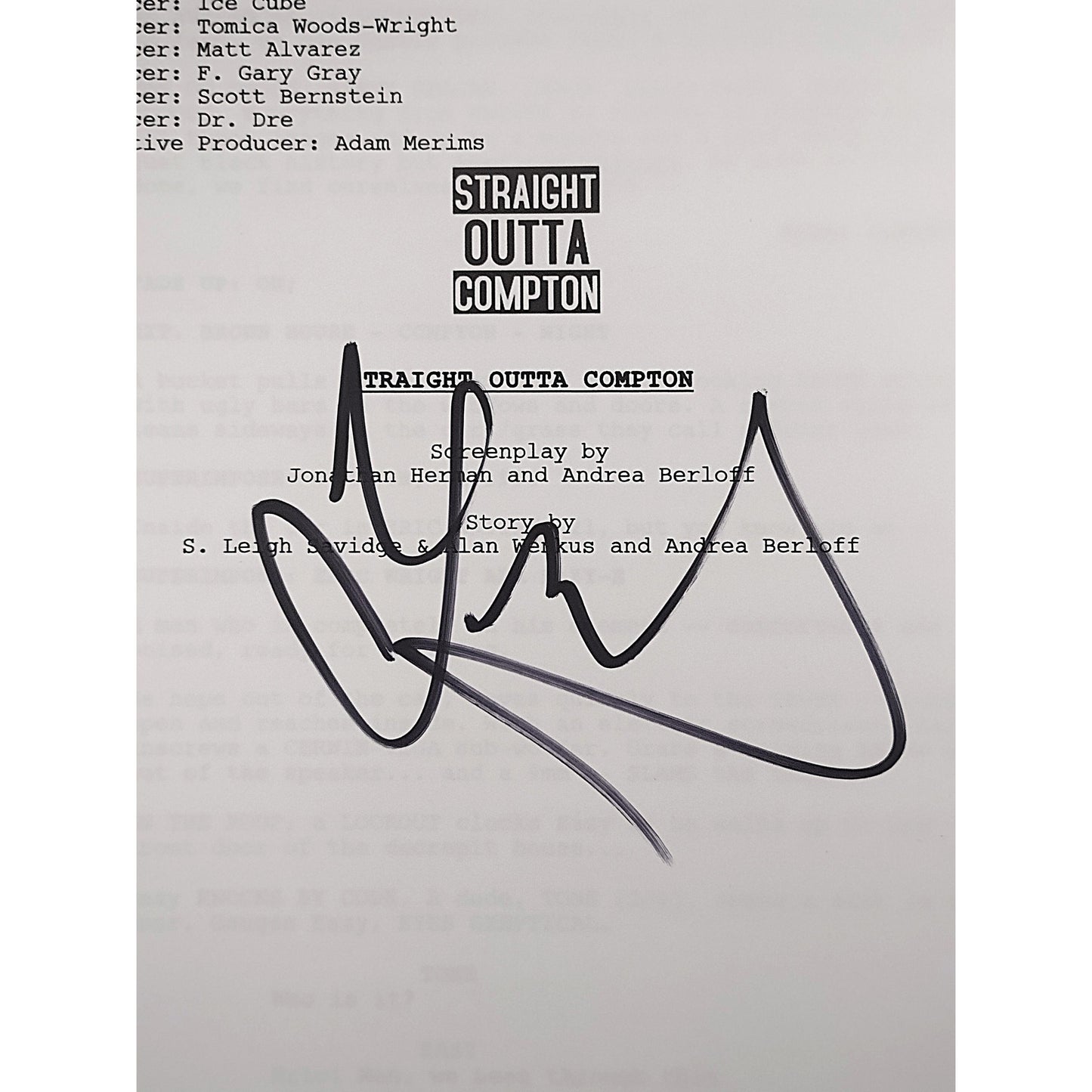 Music- Autographed- DJ Yella Signed NWA Straight Outta Compton Full Movie Script Beckett Authentication 103