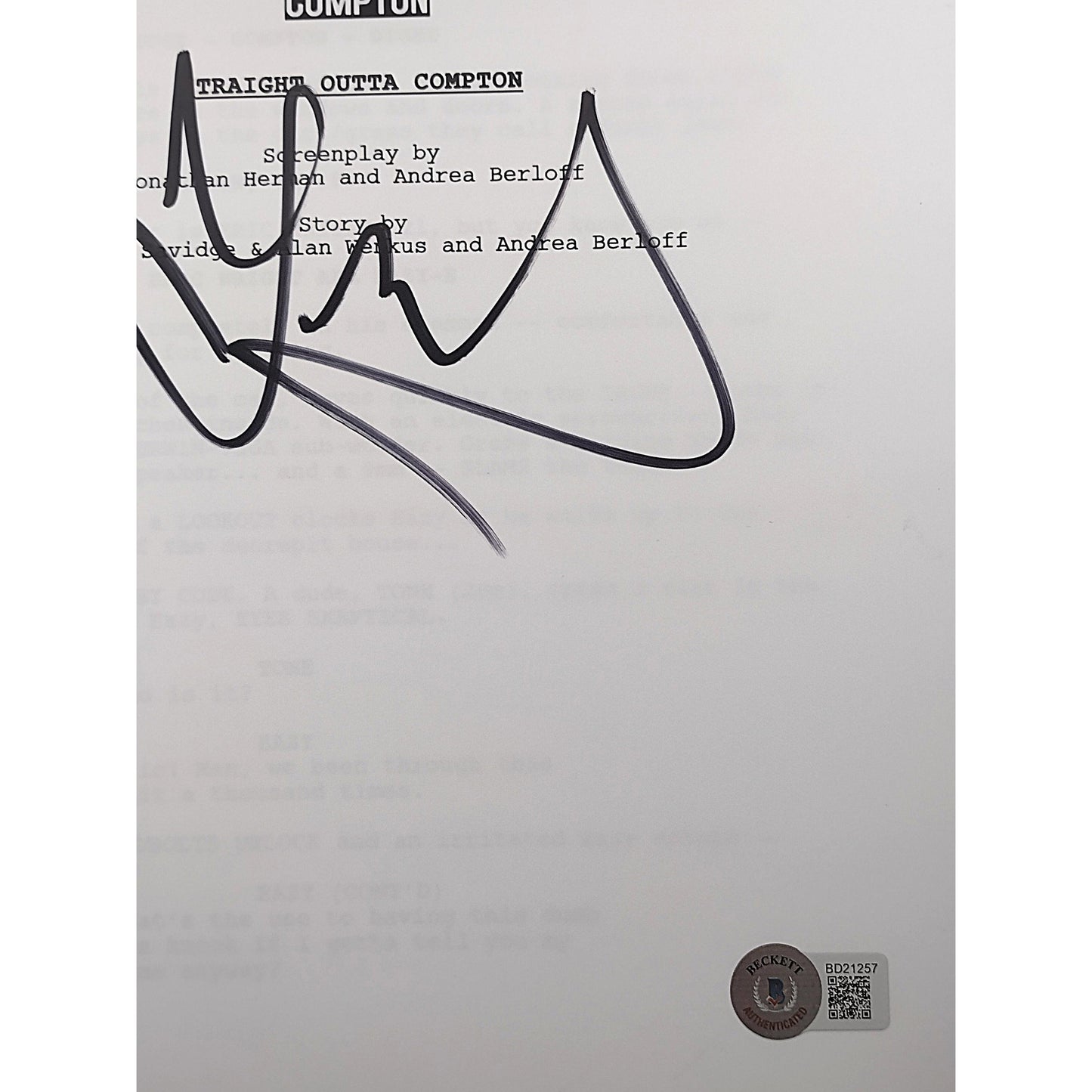 Music- Autographed- DJ Yella Signed NWA Straight Outta Compton Full Movie Script Beckett Authentication 104