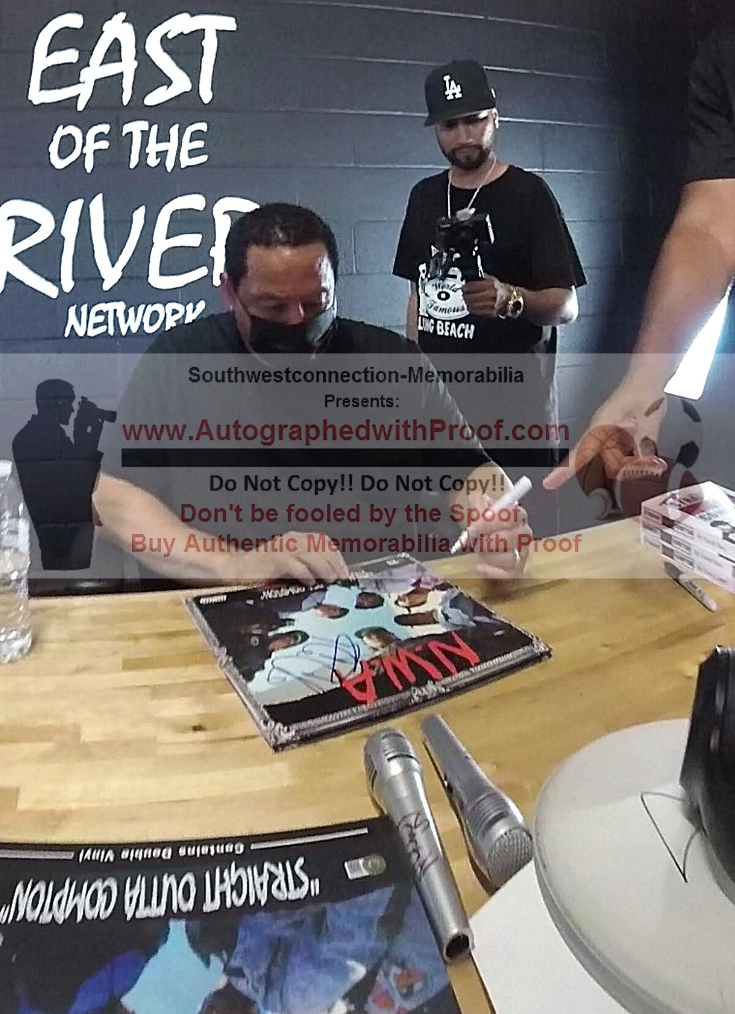 Ice Cube And Dj Yella photo autograph – angled display – Beckett COA
