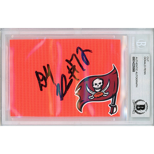 Footballs- Autographed- Donald Penn Signed Tampa Bay Buccaneers Football End Zone Pylon Cut Beckett Slabbed 00014225568 - 101
