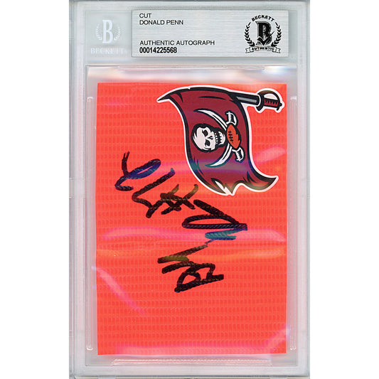 Footballs- Autographed- Donald Penn Signed Tampa Bay Buccaneers Football End Zone Pylon Cut Beckett Slabbed 00014225568 - 102
