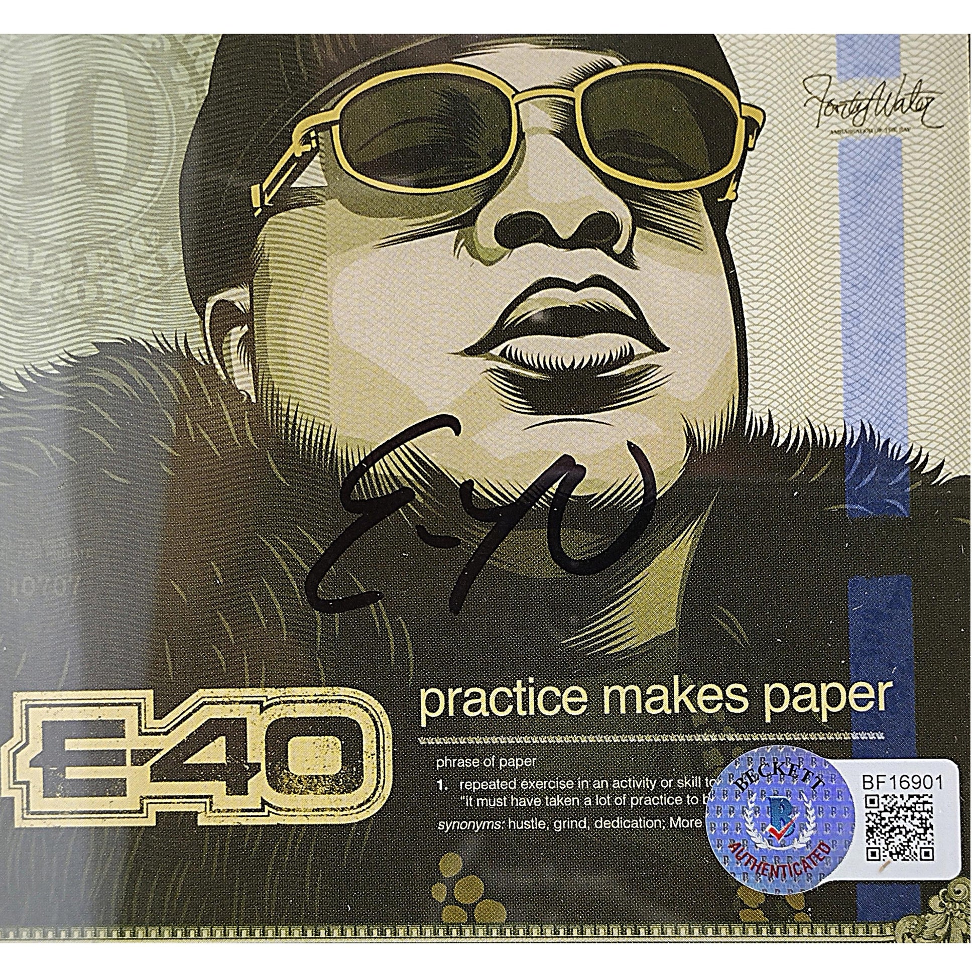 Music- Autographed- E40 Signed Practice Makes Paper Framed Compact Disc Cover Booklet Display- Beckett Authentication 302