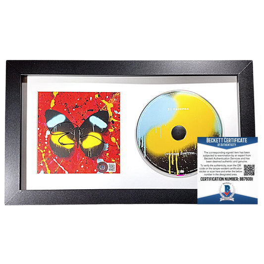 Music- Autographed- Ed Sheeran Signed Overpass Graffiti CD Cover Framed and Matted Wall Display Beckett Authentication 201