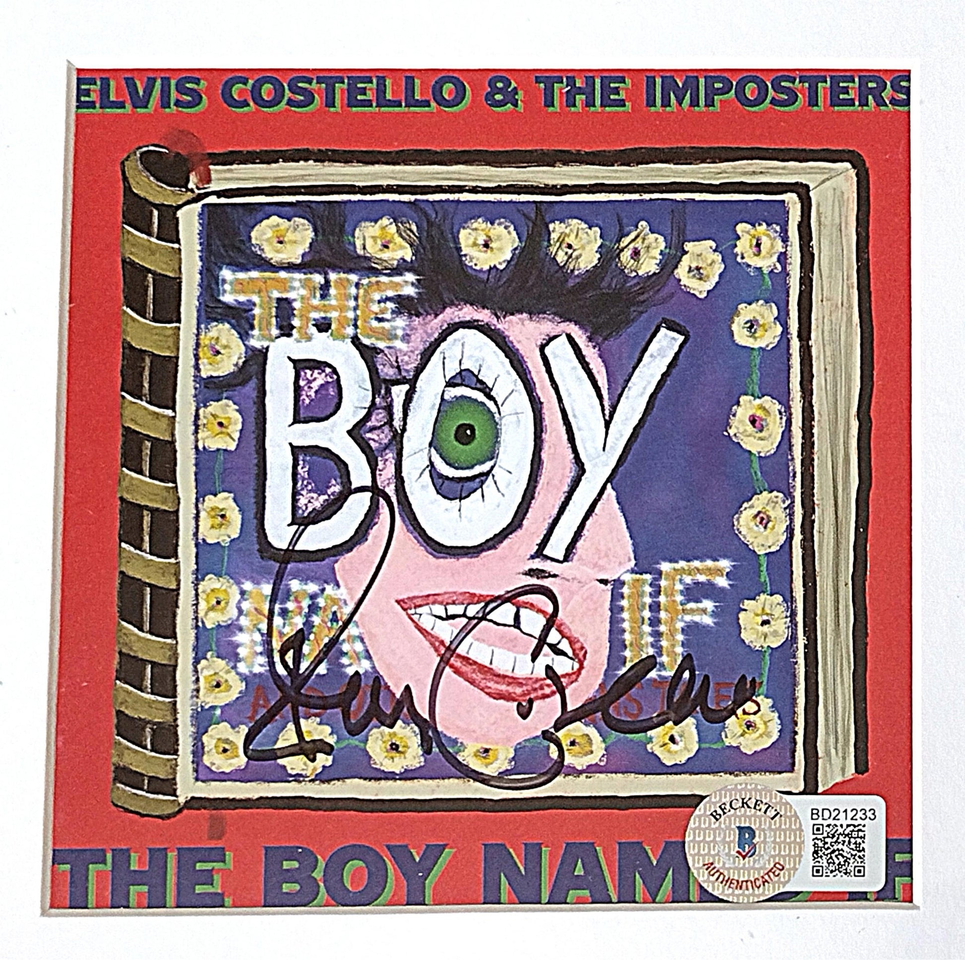 Music- Autographed- Elvis Costello Signed The Boy Named If CD Cover Framed Matted Beckett BAS Authentication 203