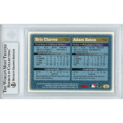Baseballs- Autographed- Eric Chavez (Oakland Athletics A's) and Adam Eaton (Philadelphia Phillies) Duo Signed 1997 Topps Rookie Draft Pick Baseball Card Beckett BAS Slabbed 00013191146 - 103