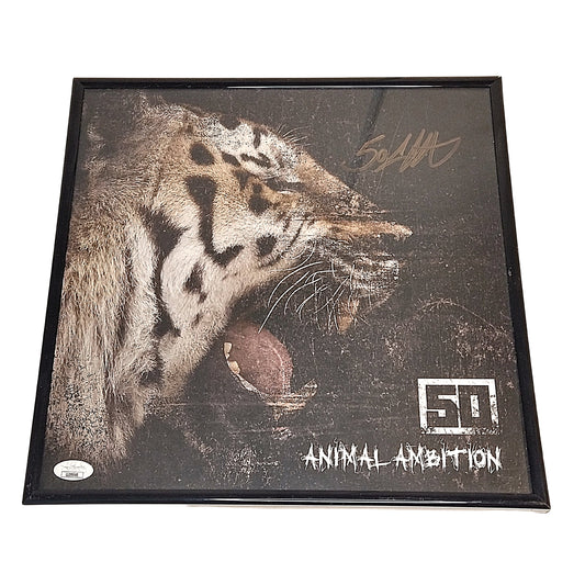 Music- Autographed- 50 Cent Signed Animal Ambition 12x12 Inch Record Album Print Framed JSA Authentication 102