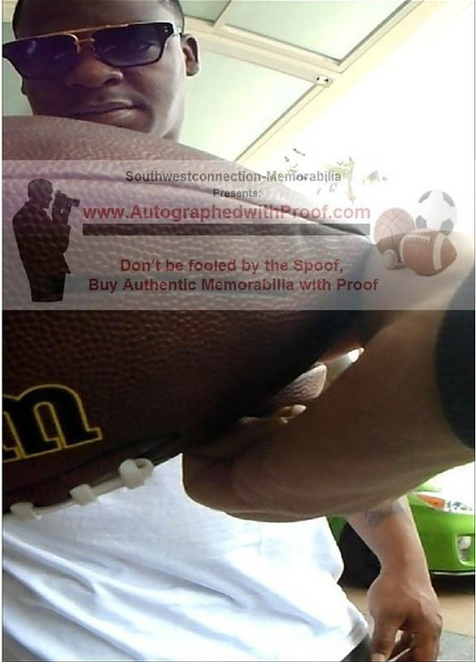 Football-Autographed - Clinton Portis Signing NFL Wilson Composite Football, Proof Photo