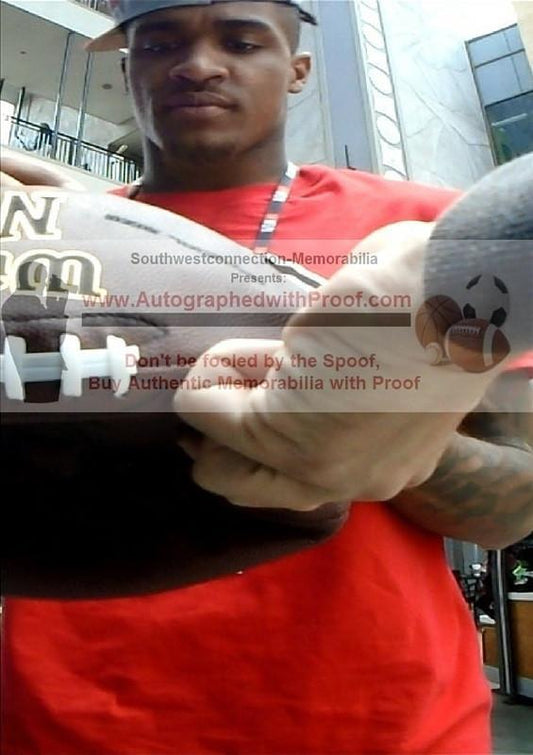 Football-Autographed - Demarcus Robinson Signing NFL Wilson Composite Football- Kansas City Chiefs- Florida Gators- Proof Photo - Beckett BAS