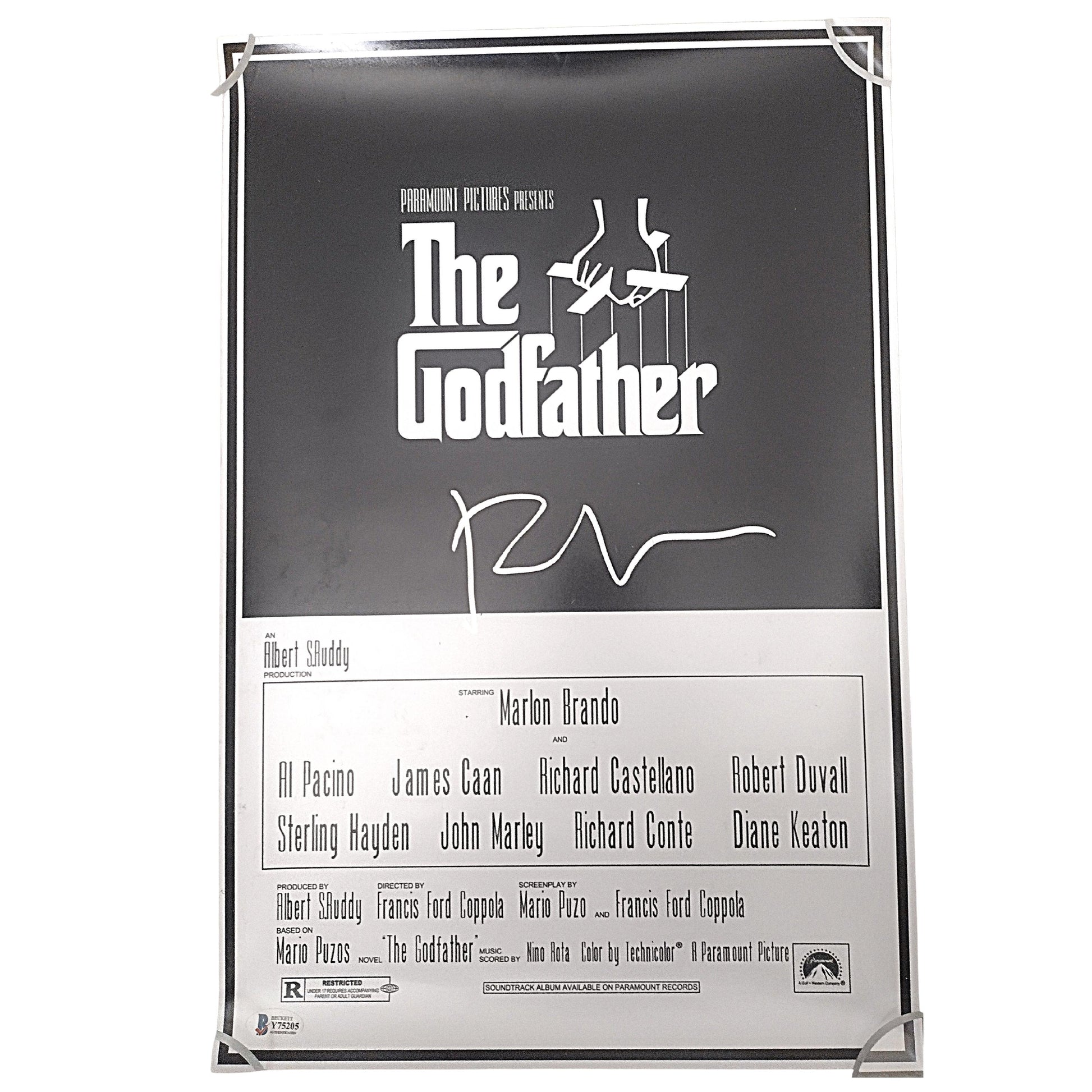 Hollywood- Autographed- Francis Ford Coppola Signed The Godfather 12x18 Inch Movie Poster Beckett Certified 101