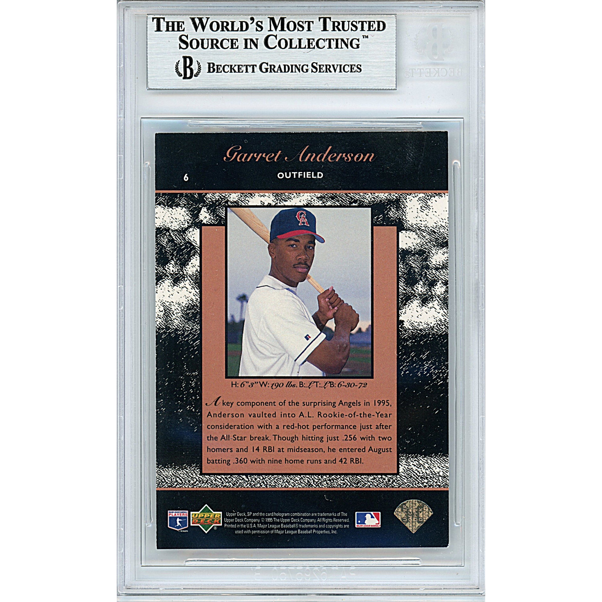 Baseballs- Autographed- Garret Anderson Signed Los Angeles Angels 1995 Upper Deck SP Championship Baseball Card Beckett Slabbed 00013694809 - 102