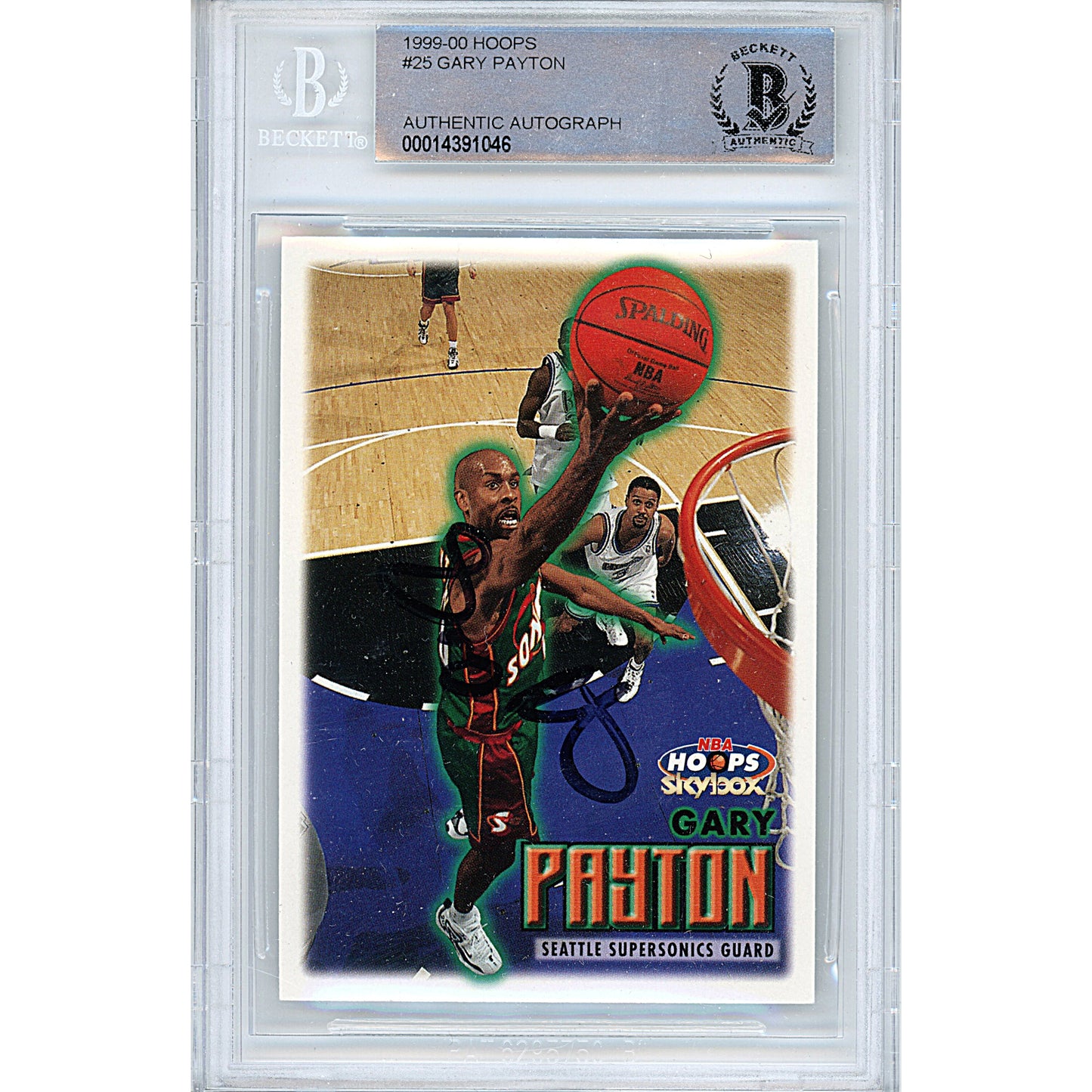 Basketballs- Autographed- Gary Payton Signed Seattle SuperSonics 1999-2000 NBA Hoops Basketball Card Beckett Slabbed 00014391046 - 101