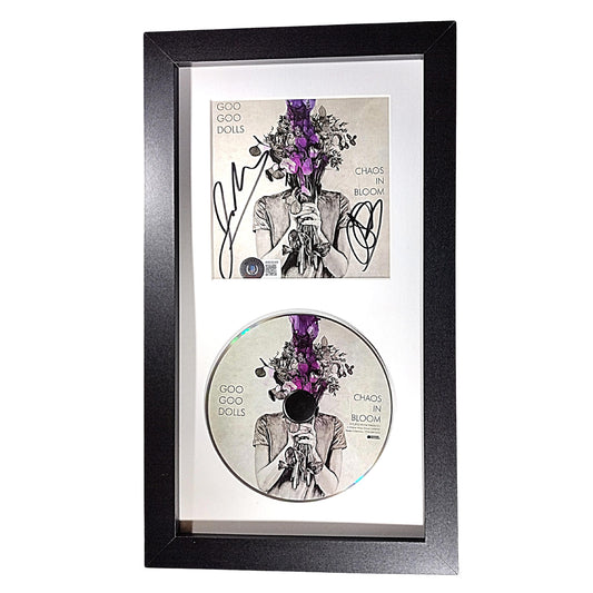 Music- Autographed- The Goo Goo Dolls Signed Chaos In Bloom Compact Disc Cover Framed and Matted CD Wall Display Beckett Authentication 101