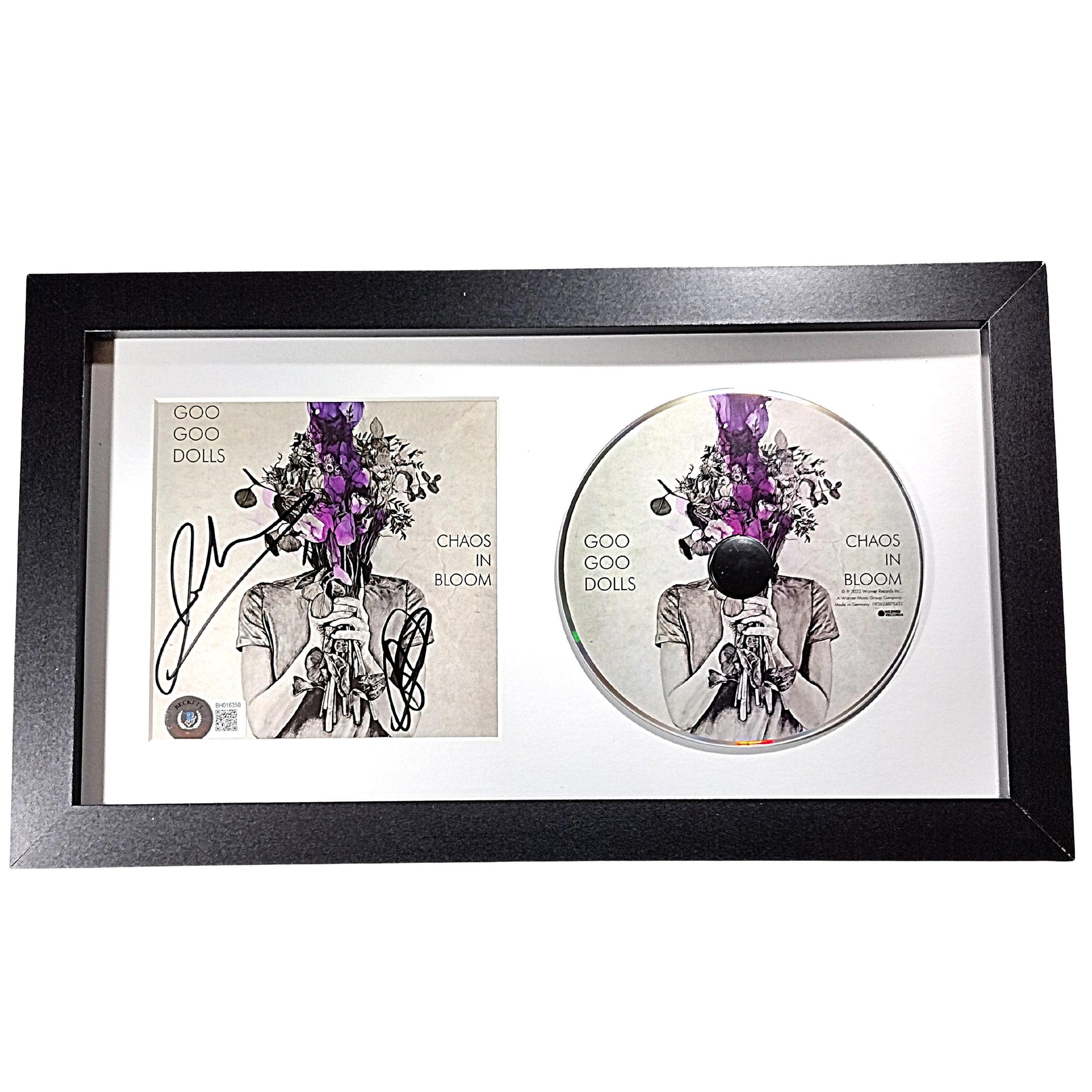 Music- Autographed- Goo Goo Dolls Band Signed Chaos In Bloom CD Cover Framed Matted Wall Display Beckett Certified 201