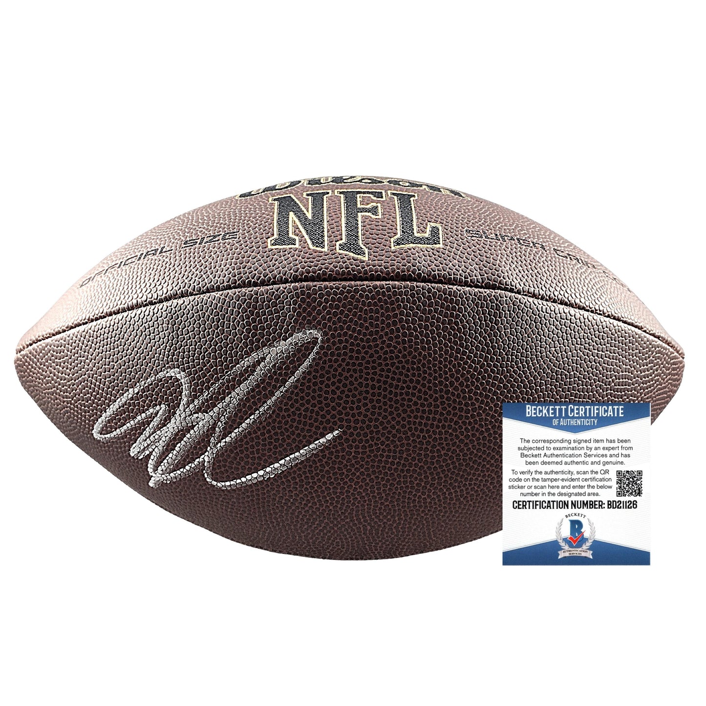 Footballs- Autographed- Greg Olsen Signed NFL Wilson Super Grip Football Carolina Panthers Proof Photo Beckett BAS Authentication 101