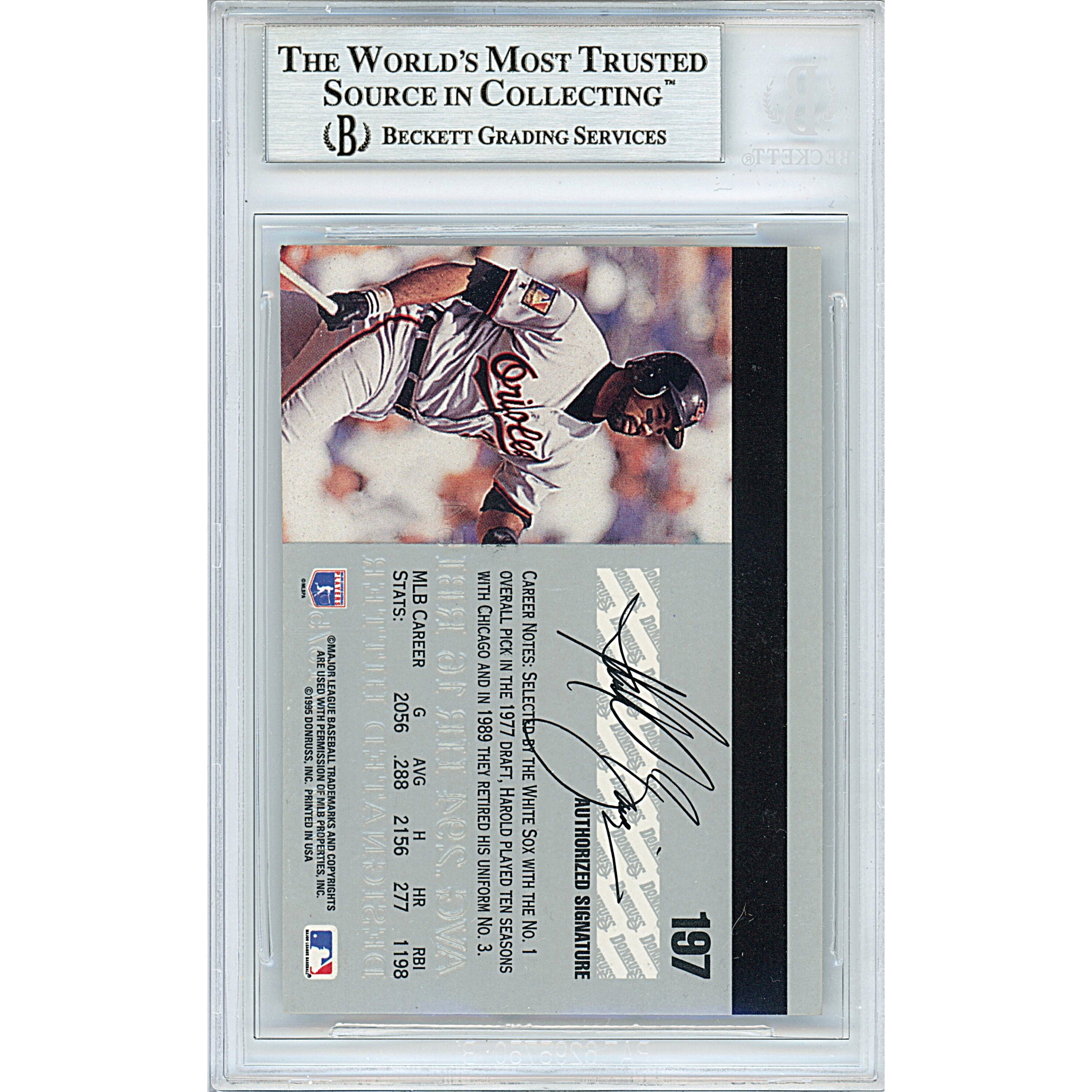 Harold Baines trading card autograph – angled display – Beckett COA