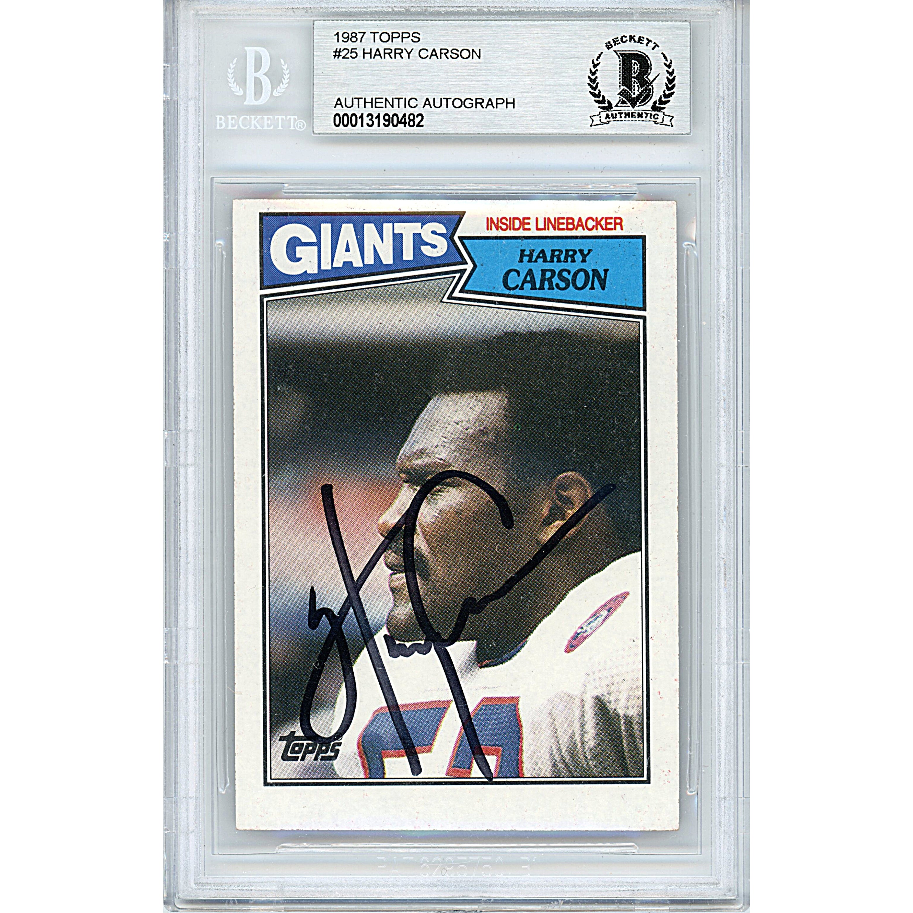 1987 Topps #ff0000 Harry Carson Autographed Trading Card – Beckett BAS