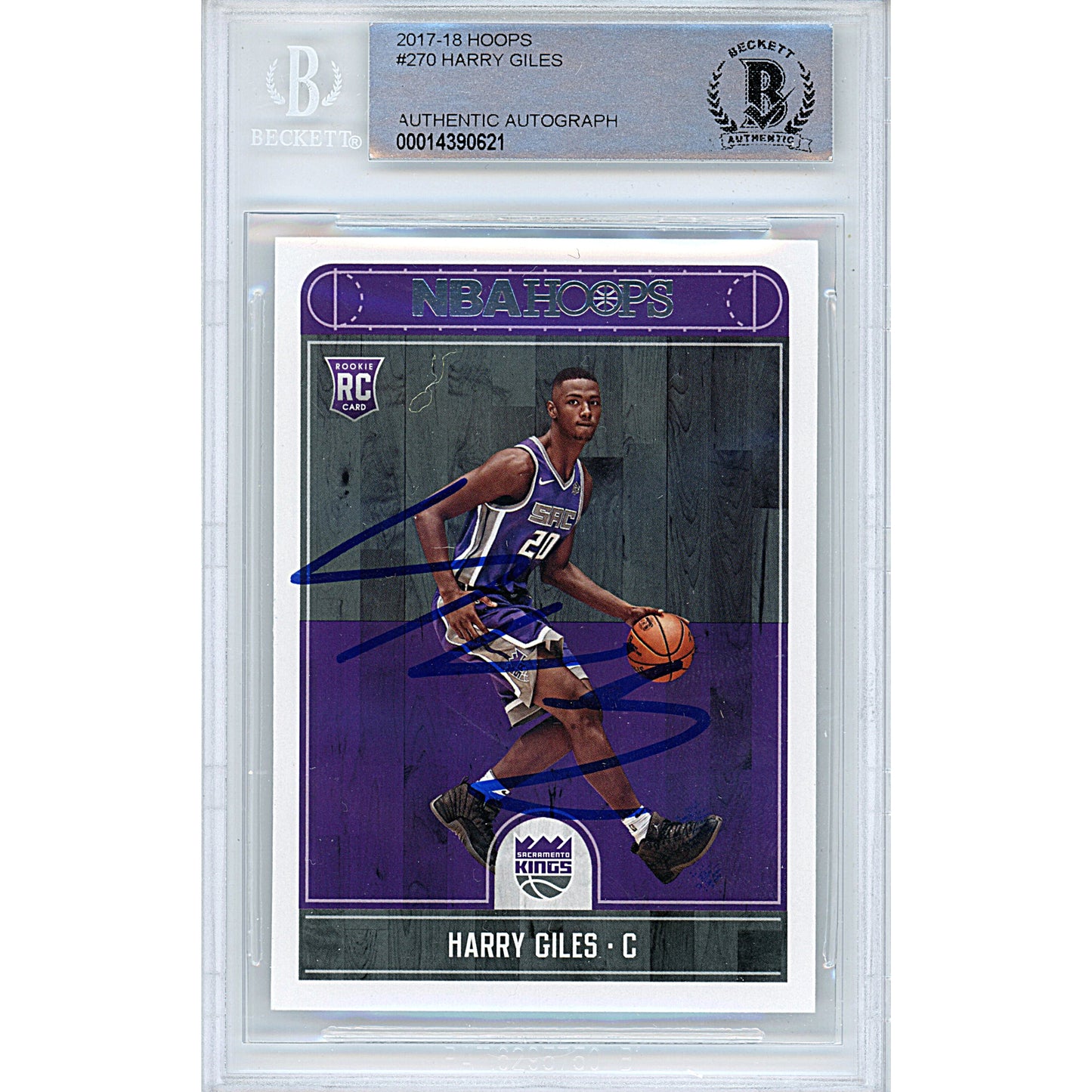 Basketballs- Autographed- Harry Giles Signed Sacramento Kings 2017-2018 NBA Hoops Basketball Card Beckett Slabbed 00014390621 - 101