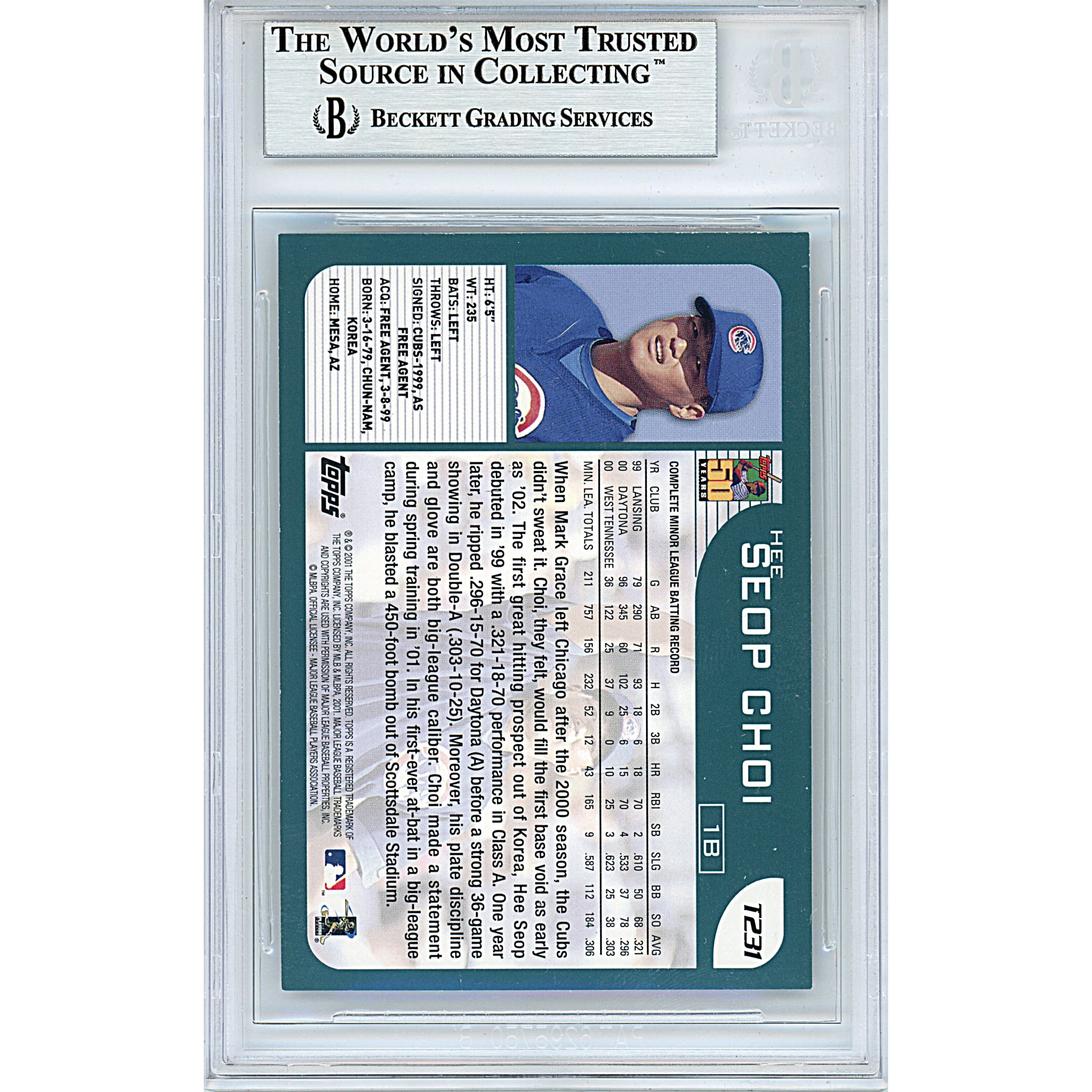 Hee Seop Choi auto trading card – authentication sticker – Beckett COA