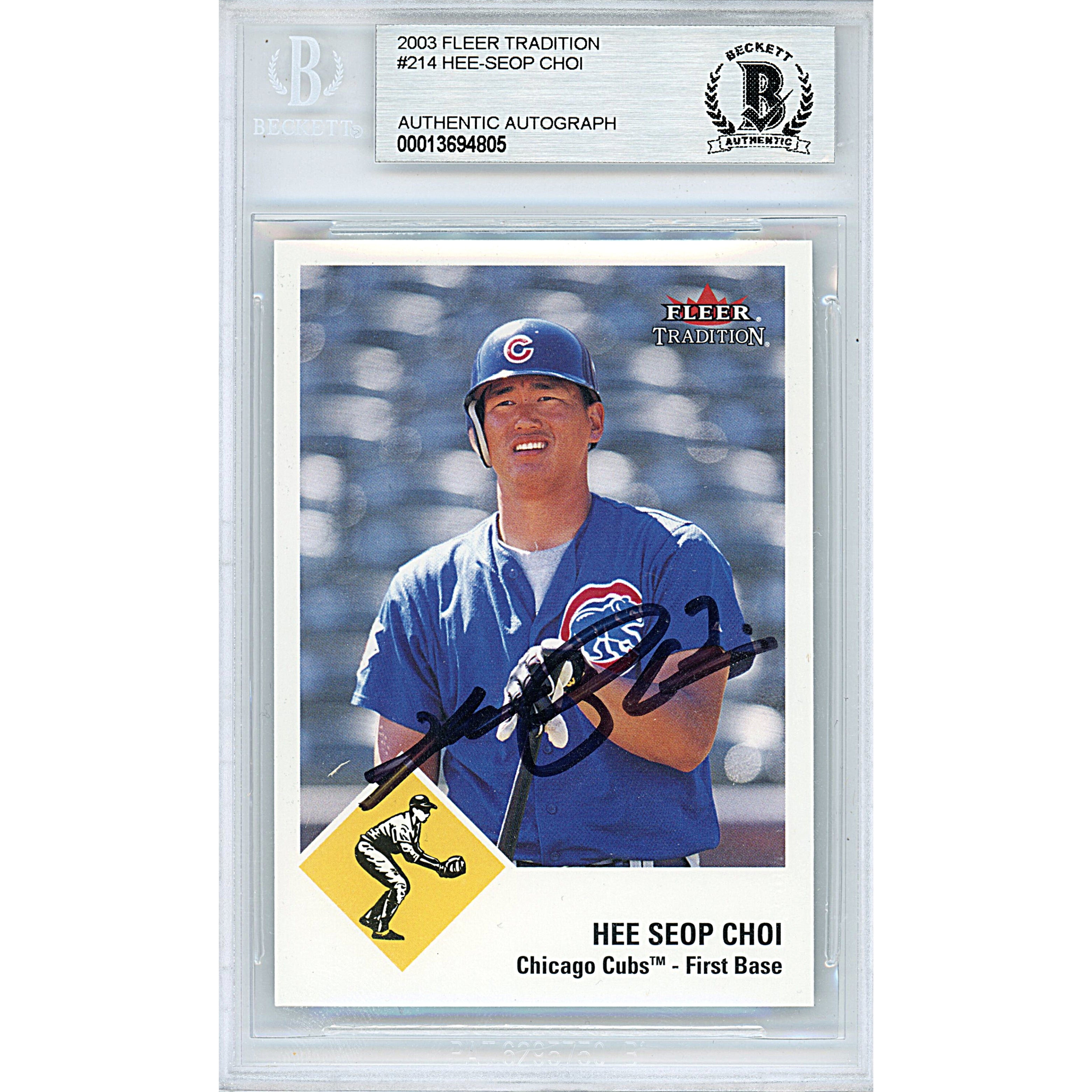 2003 Fleer #214 Hee Seop Choi Autographed Trading Card – Beckett BAS