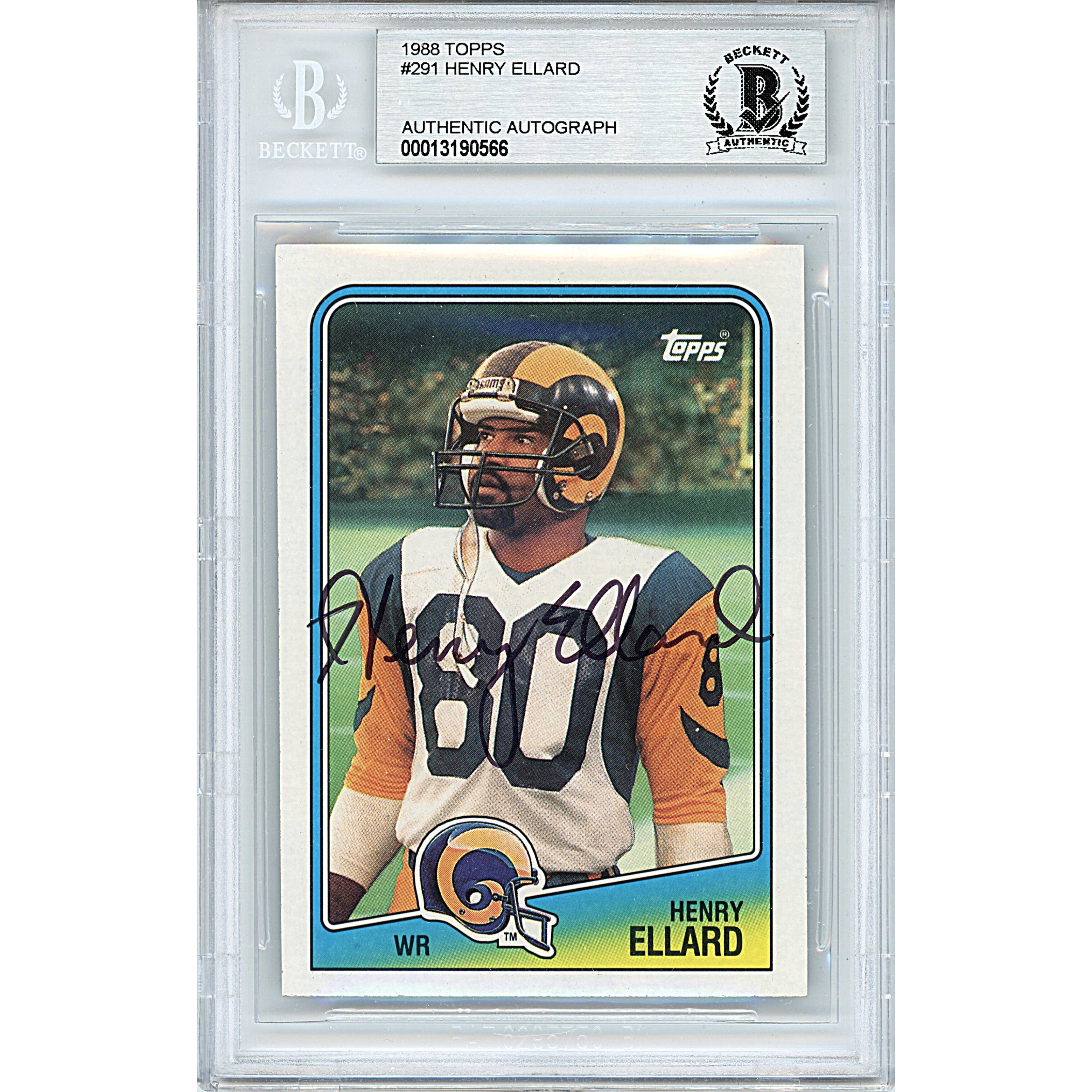 1988 Topps #291 Henry Ellard Autographed Trading Card – Beckett BAS