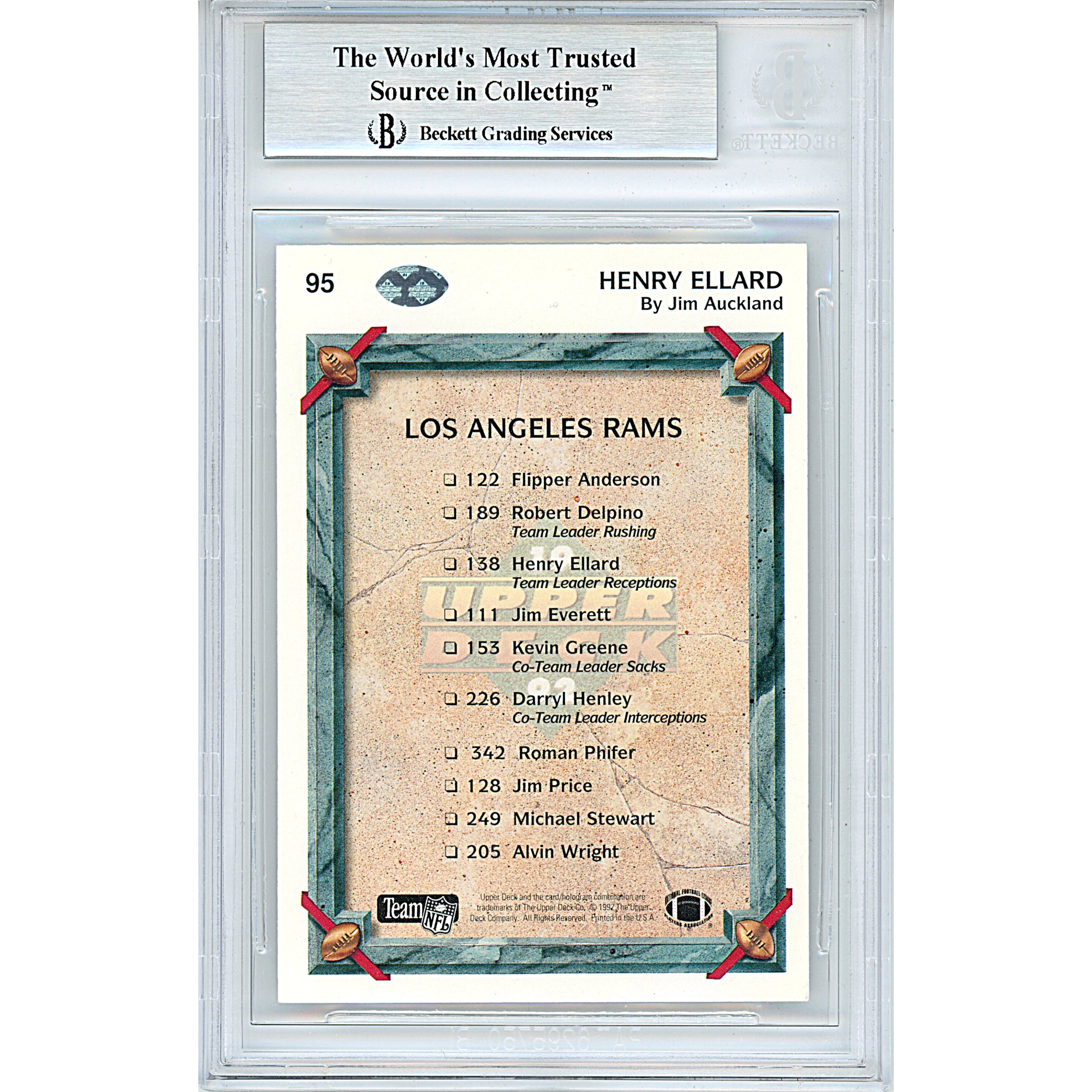 Henry Ellard signed trading card – signature close-up – Beckett COA