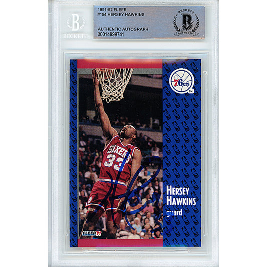 Basketball- Autographed- Hersey Hawkins Signed Philadelphia 76ers 1991-1992 Fleer Basketball Card Beckett Authentication Slabbed 00014998741 - 101