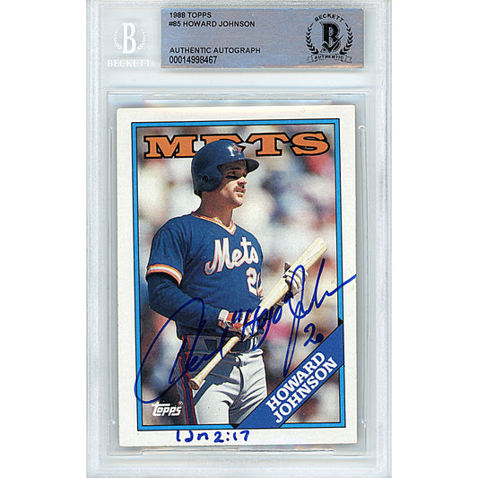 Baseball- Autographed- Howard Johnson Signed New York Mets 1988 Topps Baseball Card Beckett Authentication Slabbed 00014998467 - 101