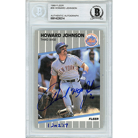 Baseballs- Autographed- Howard Johnson Signed New York Mets 1989 Fleer Baseball Card Beckett BAS Slabbed 00014226214 - 101