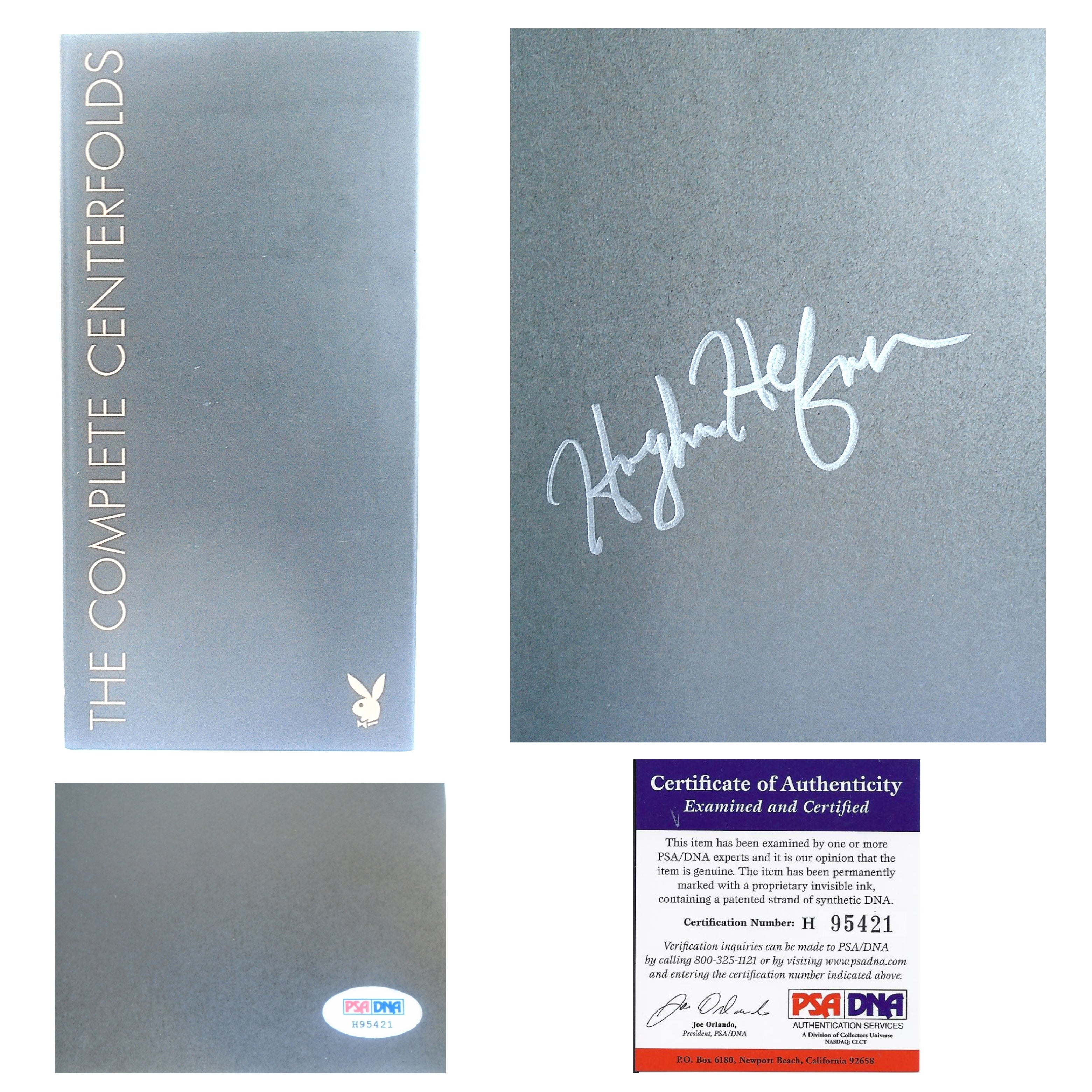 Hugh Hefner signed photo – signature close-up – PSA/DNA COA
