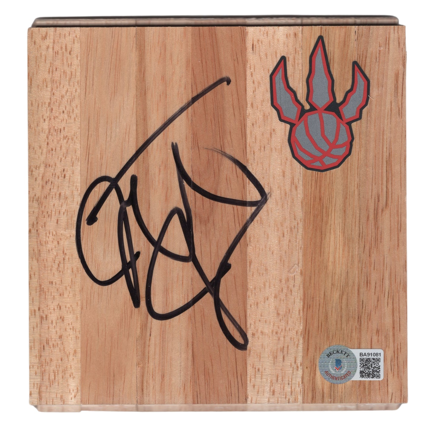 Basketballs- Autographed- Jarrett Jack Signed Toronto Raptors Logo Floor Floorboard - Georgia Tech Yellow Jackets - Exact Proof - Beckett BAS Authentication 202
