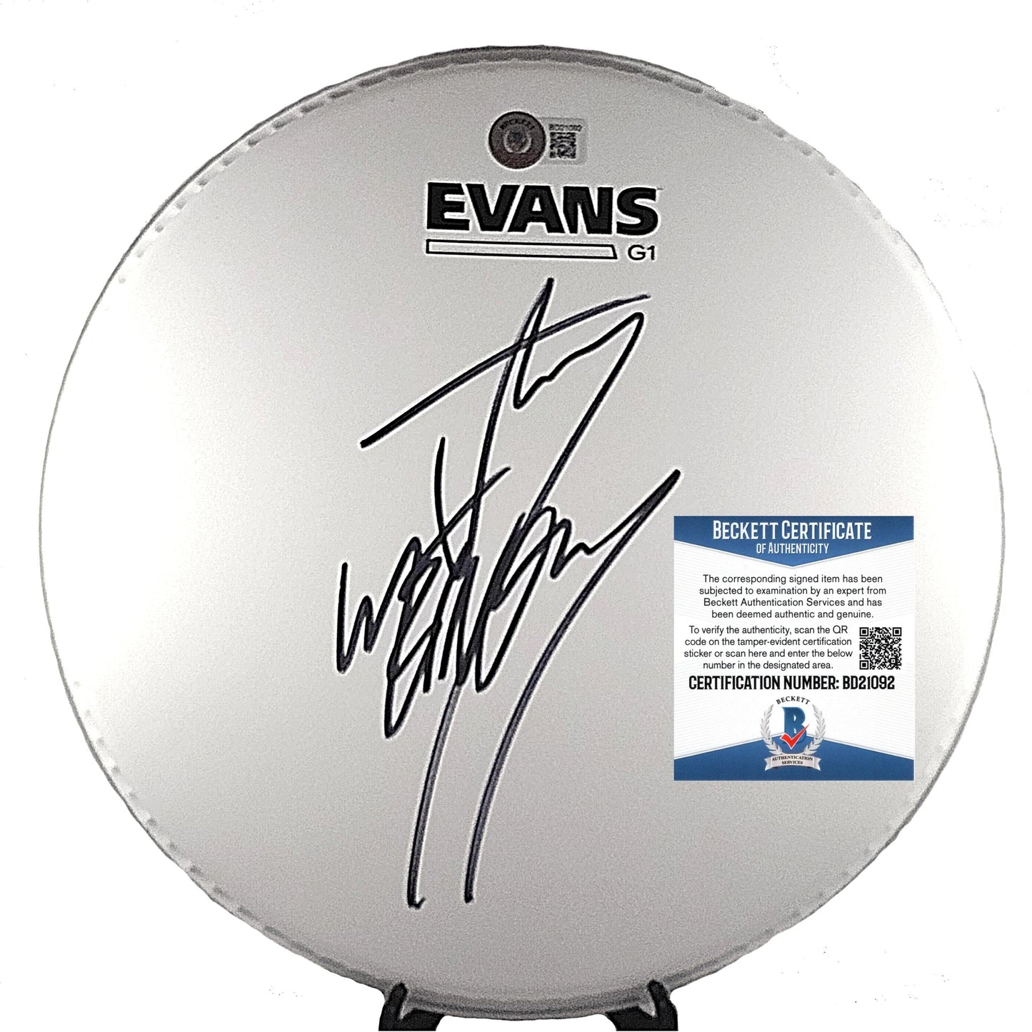 Music- Autographed- Jay Weinberg of Slipknot Signed 10 Inch Evans Drum Head Beckett Authentication BD21092 - 101