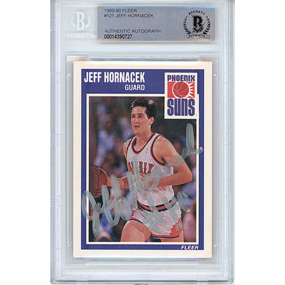 Basketballs- Autographed- Jeff Hornacek Signed Phoenix Suns 1989-1990 Fleer Basketball Card Beckett Slabbed 00014390727 - 101