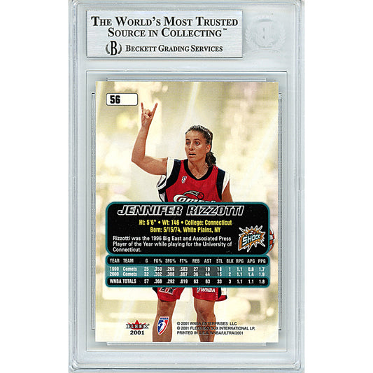 Basketballs- Autographed- Jennifer Rizzotti Signed Houston Comets 2001 Fleer Ultra WNBA Basketball Card Beckett BAS Slabbed 00014225403 - 102