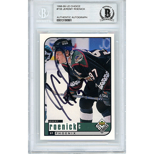 Hockey- Autographed- Jeremy Roenick Signed Arizona Coyotes 1998-1999 Upper Deck UD Choice Hockey Card Beckett Slabbed 00013190901 - 101