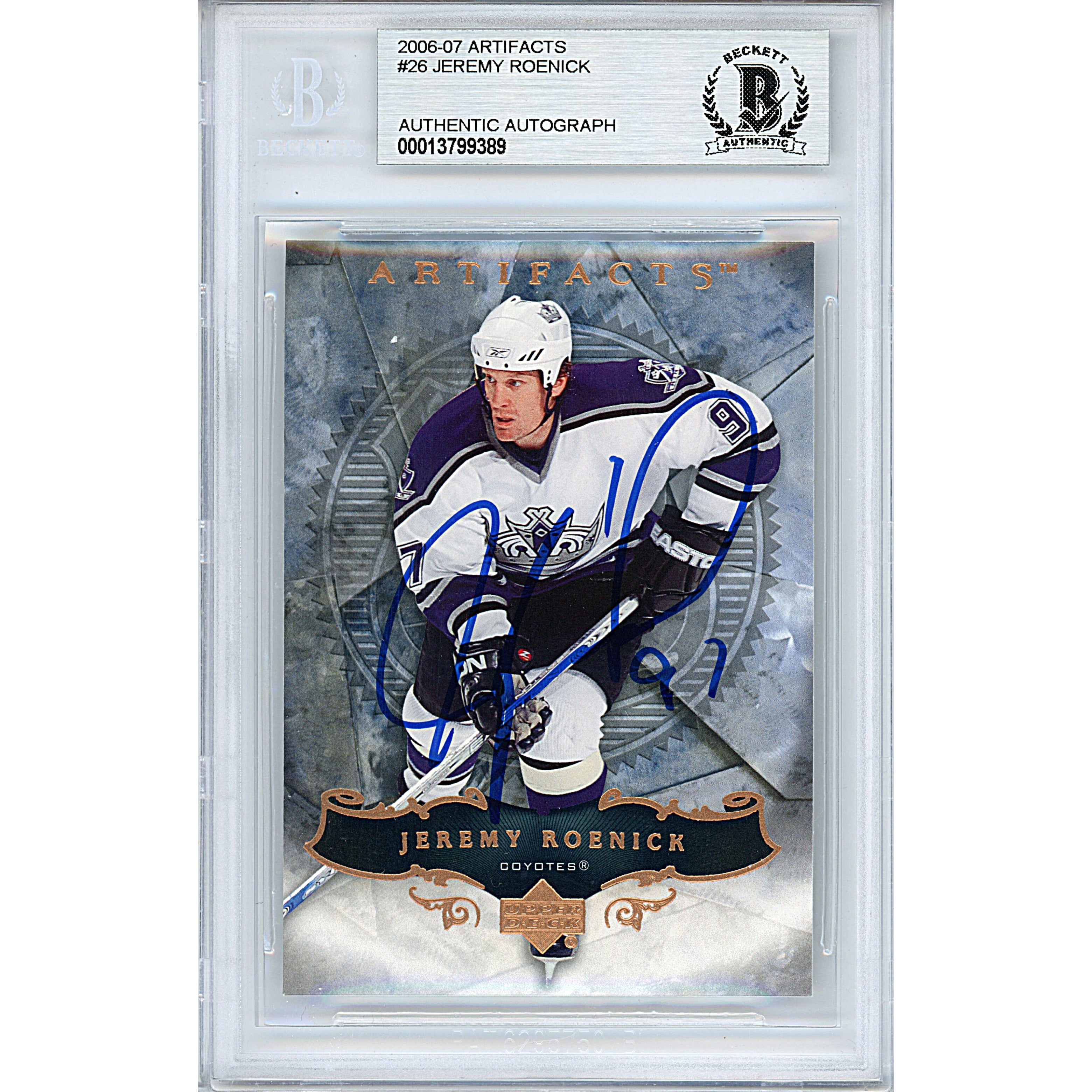 Jeremy Roenick autographed trading card – full view – Beckett COA