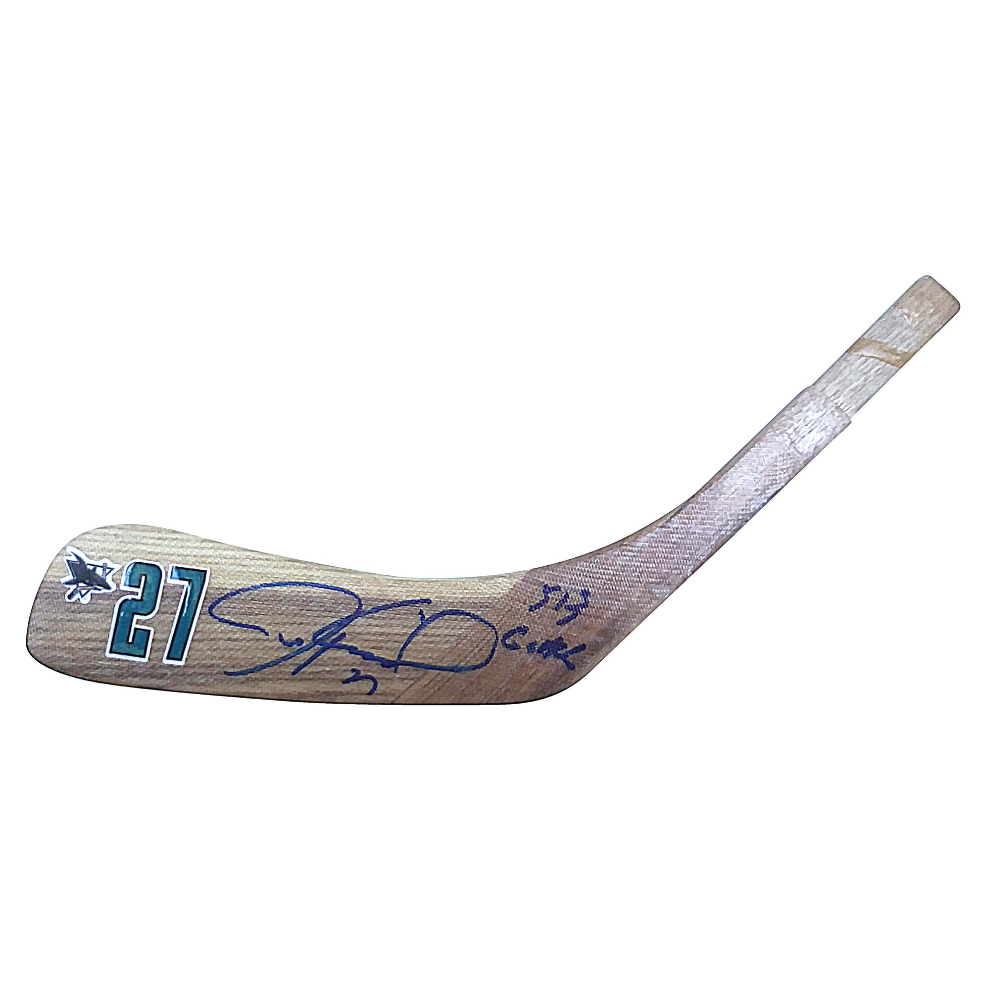 Hockey Stick Blades- Autographed- Jeremy Roenick Signed San Jose Sharks Logo Ice Hockey Stick Blade Proof Photo- Beckett BAS - 102