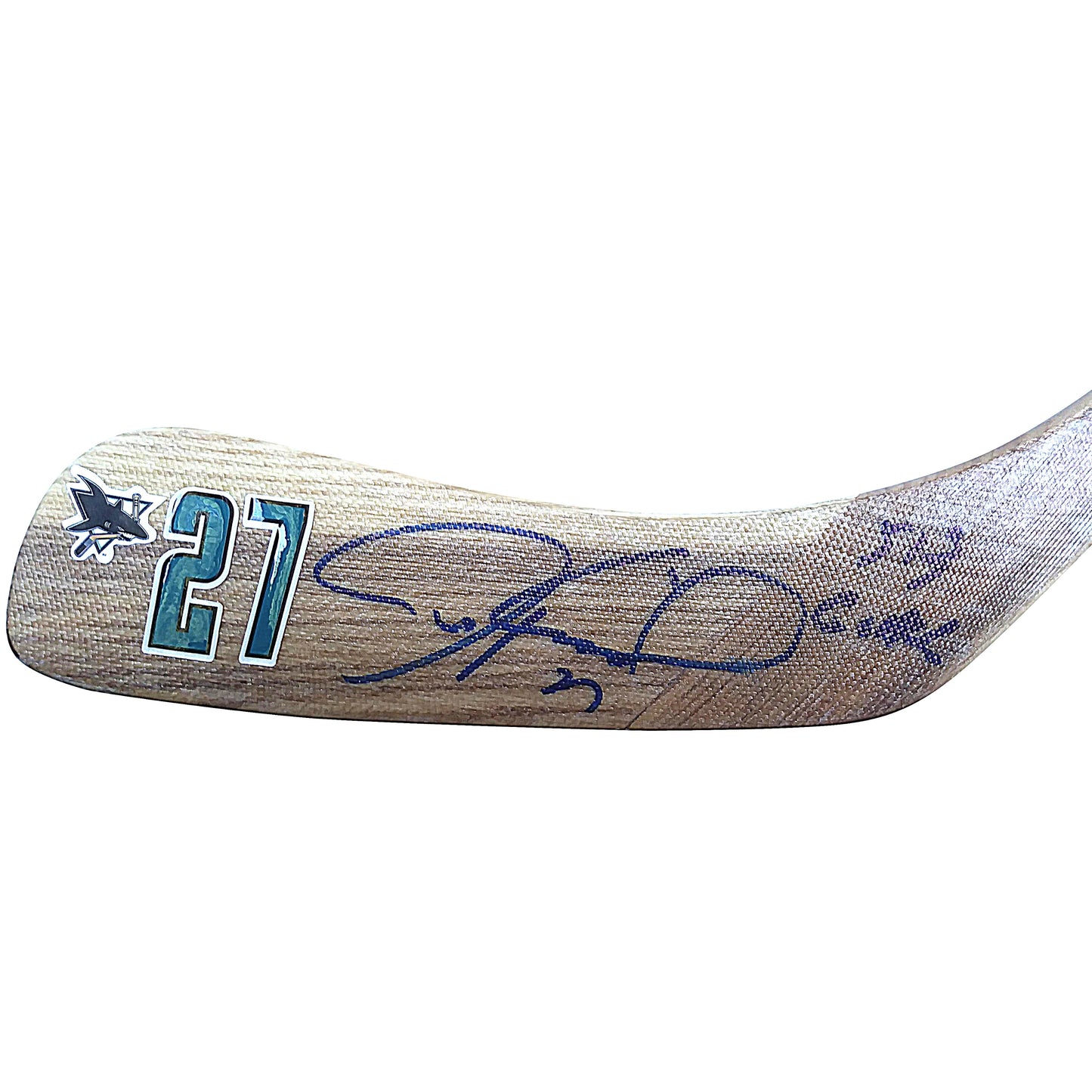 Hockey Stick Blades- Autographed- Jeremy Roenick Signed San Jose Sharks Logo Ice Hockey Stick Blade Proof Photo- Beckett BAS - 103