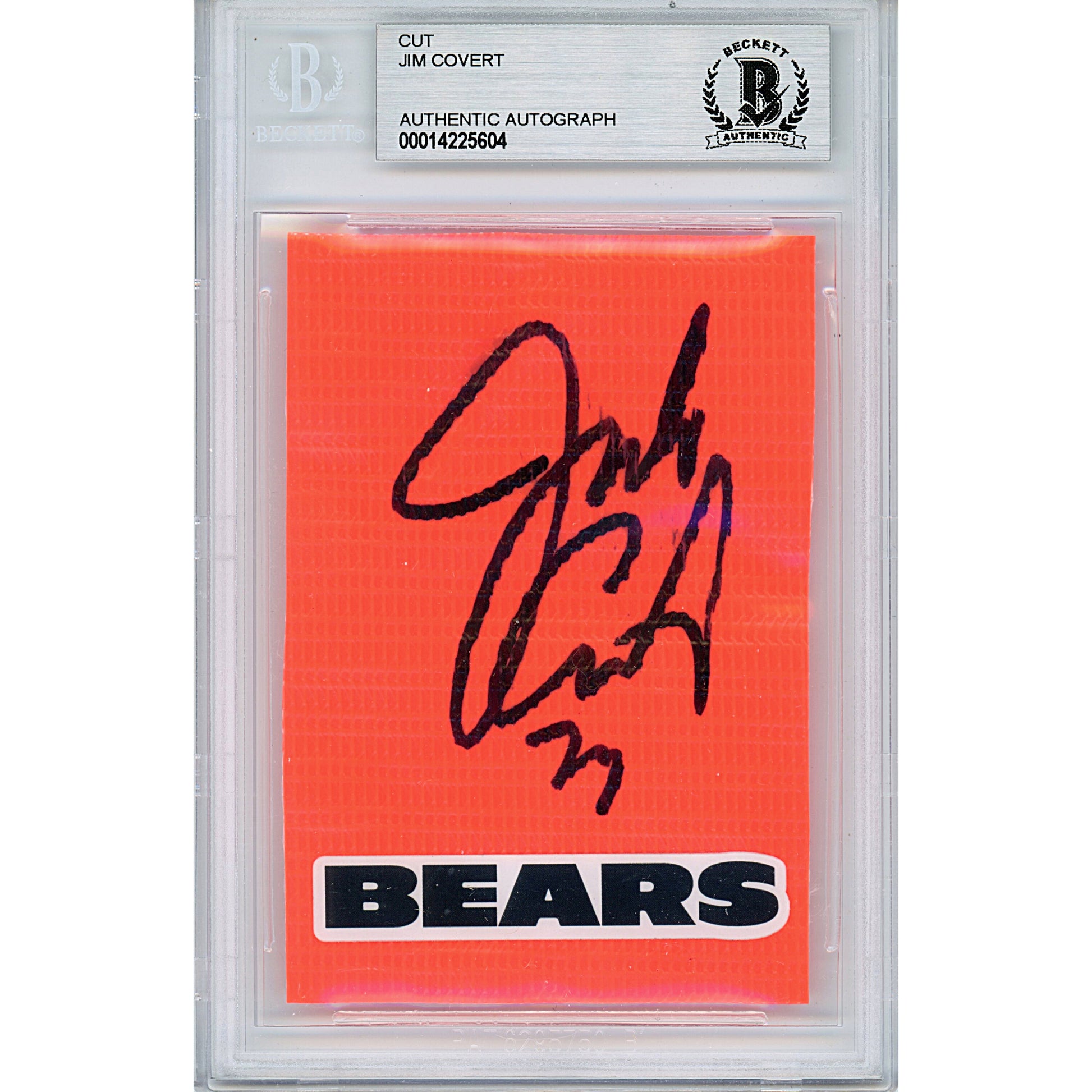 Footballs- Autographed- Jim 'Jimbo' Covert Signed Chicago Bears Football End Zone Pylon Piece Beckett BAS Slabbed 00014225604 - 101