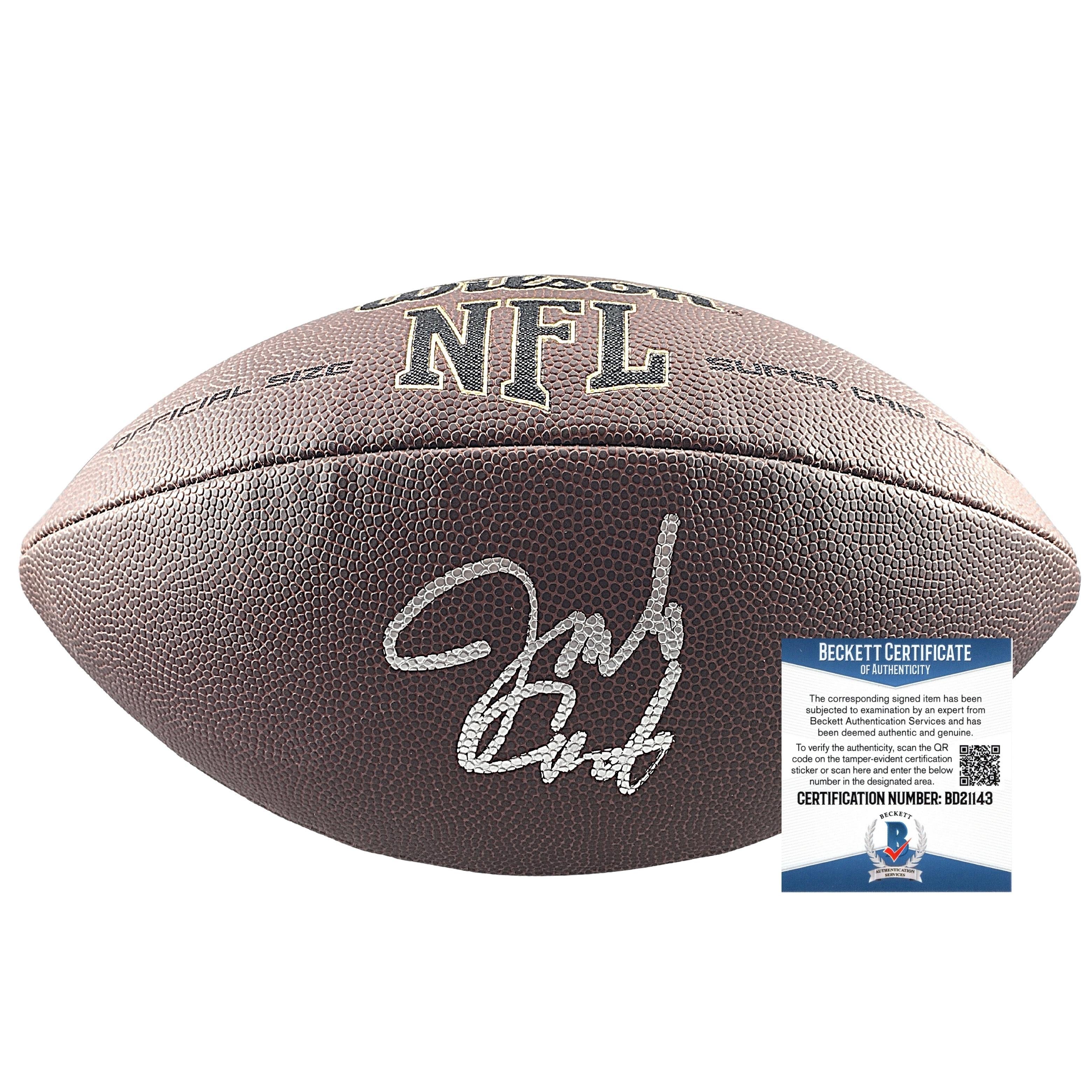 Jim Covert autographed football – full view – Beckett COA