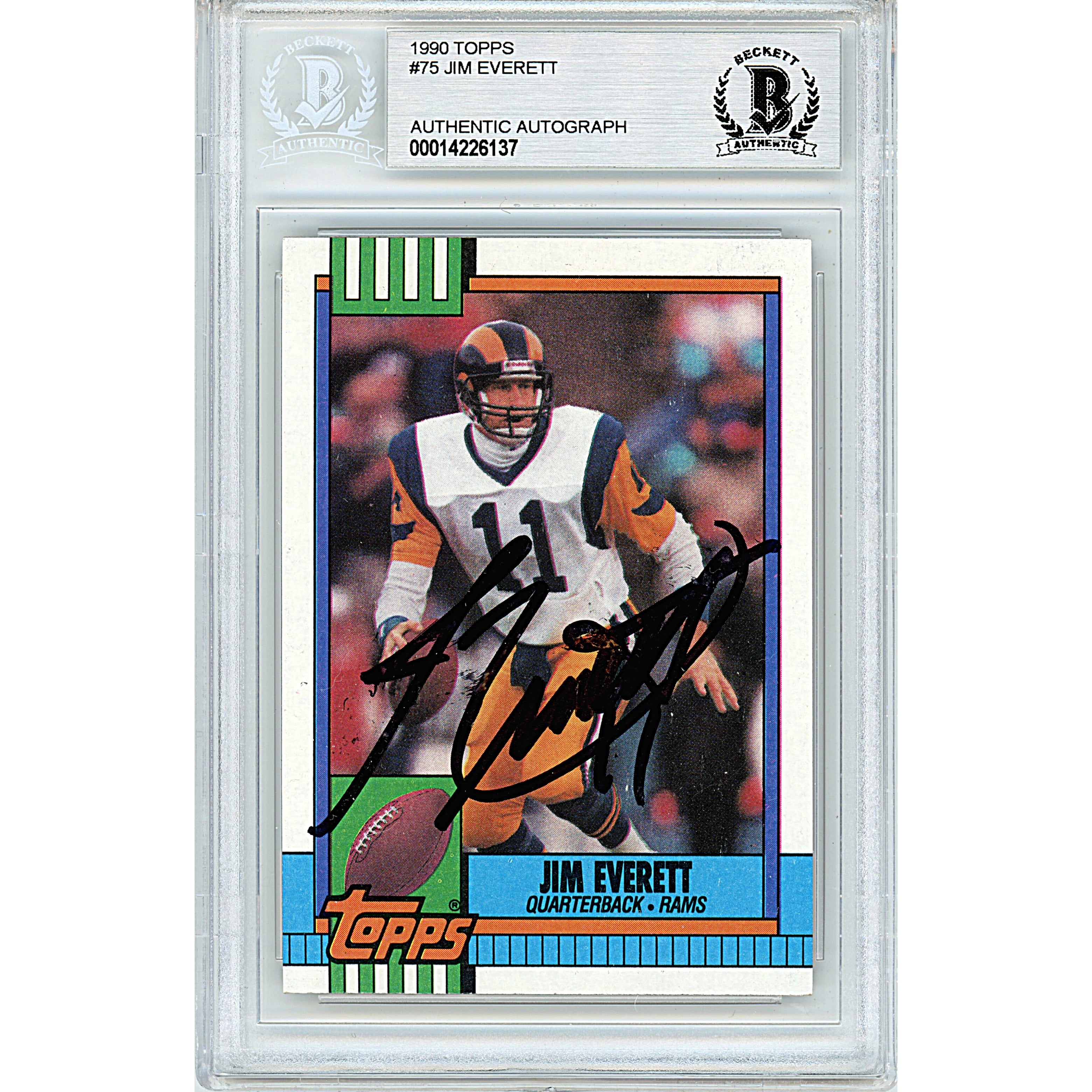 Jim Everett autographed trading card – full view – Beckett COA