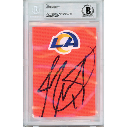 Footballs- Autographed- Jim Everett Signed Los Angeles Rams Football Touchdown End Zone Pylon Piece Beckett BAS Slab 00014225600 - 101