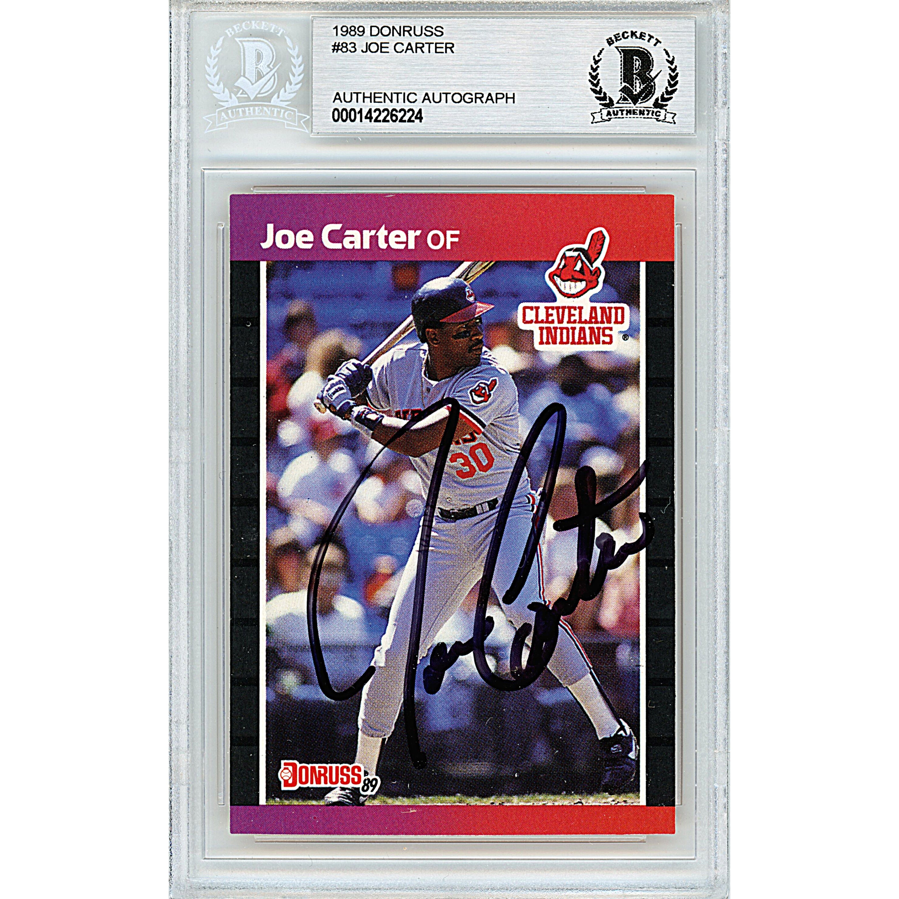 Joe Carter autographed trading card – full view – Beckett COA