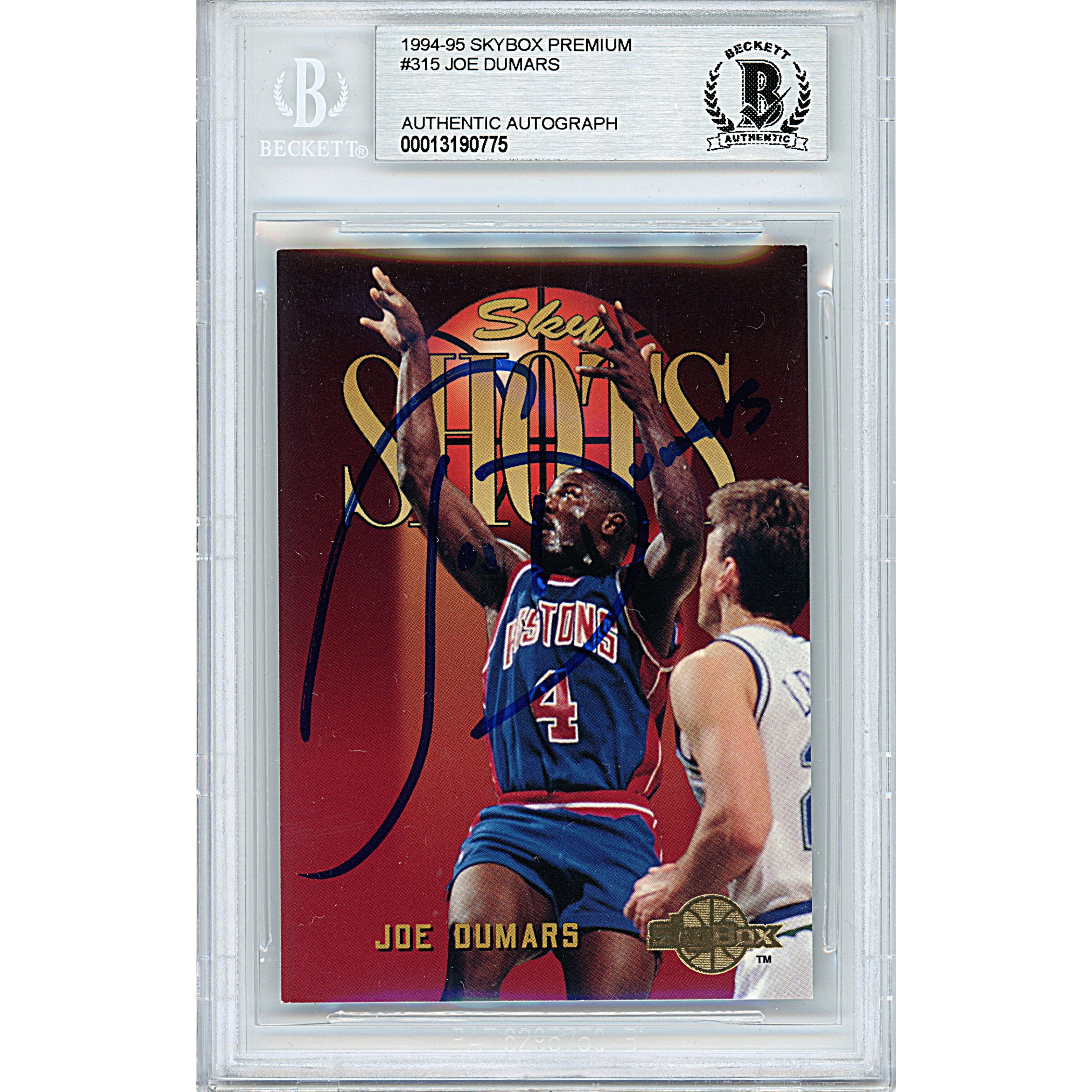 Joe Dumars autographed trading card – full view – Beckett COA