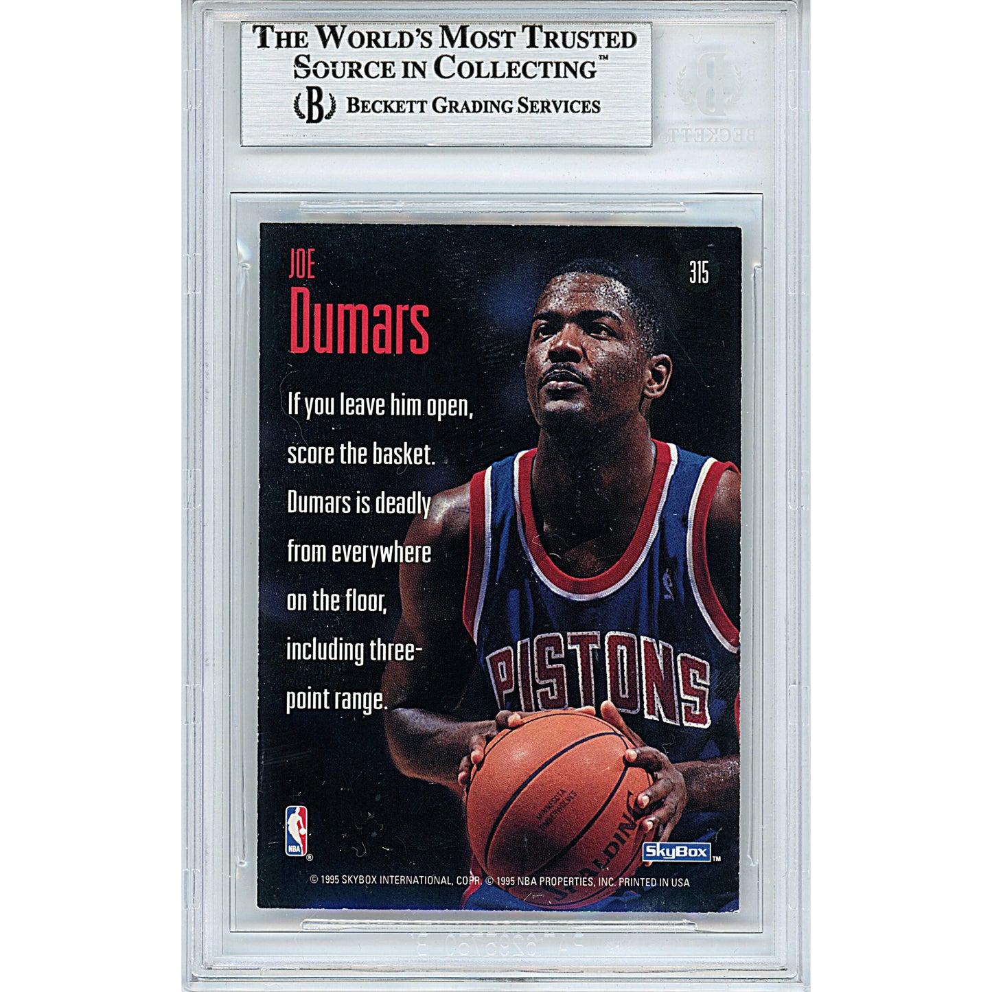 Autographed- Basketballs- Joe Dumars Signed Detroit Pistons 1994-1995 Skybox Premium Basketball Card Beckett BAS Slabbed 00013190775 - 102