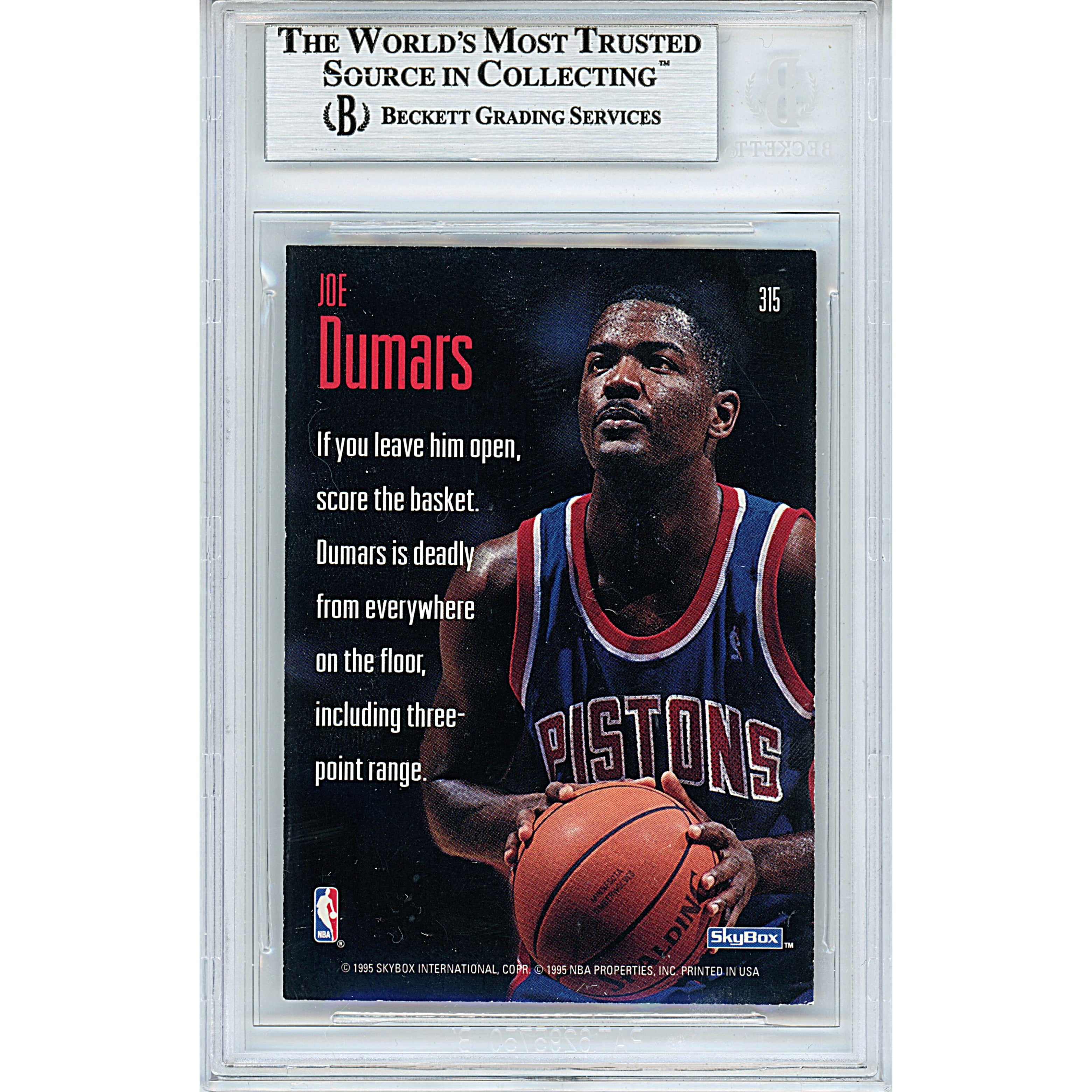 Joe Dumars signed trading card – signature close-up – Beckett COA