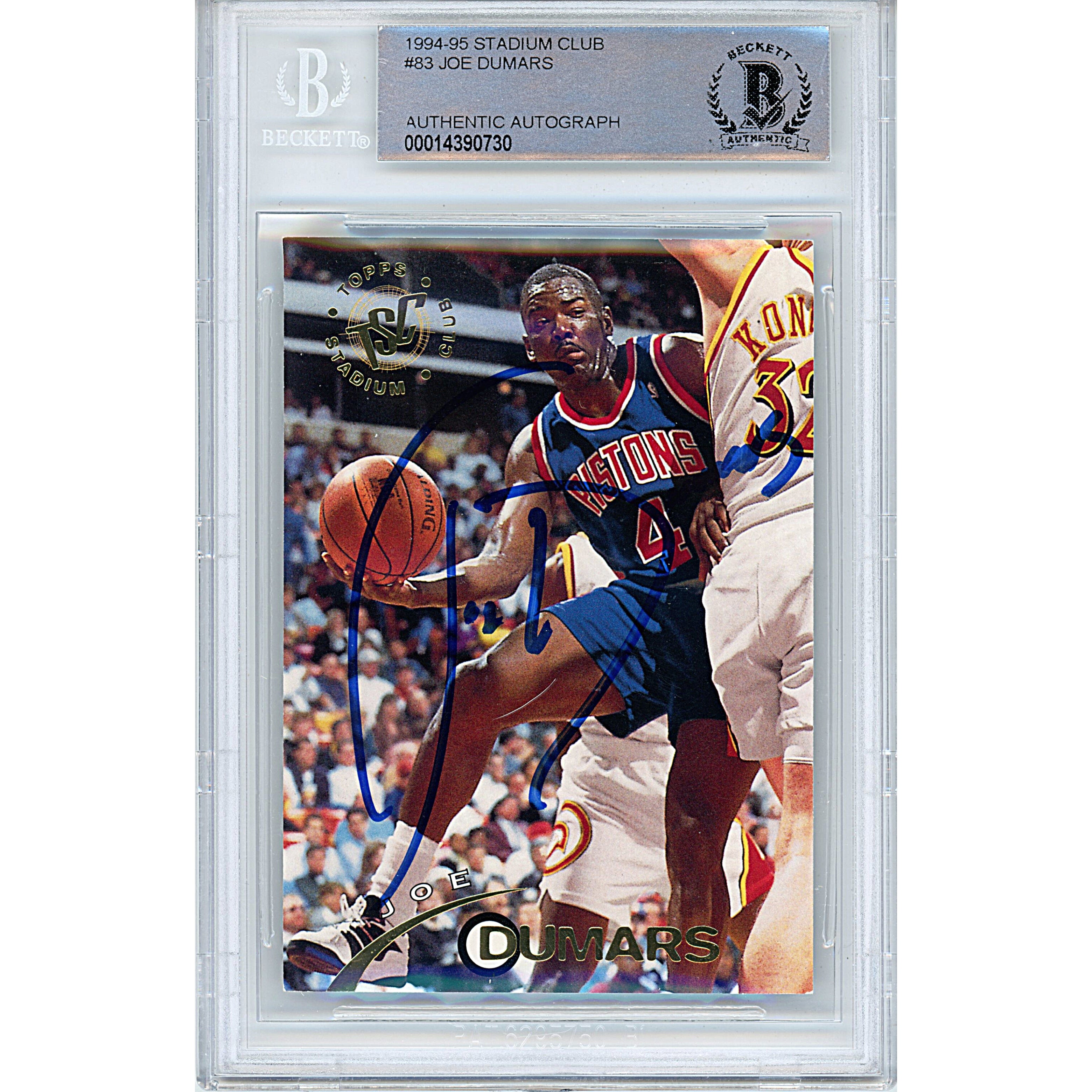 Joe Dumars autographed trading card – full view – Beckett COA